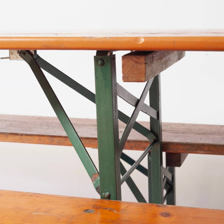 Vintage German Picnic Folding Table and Benches
