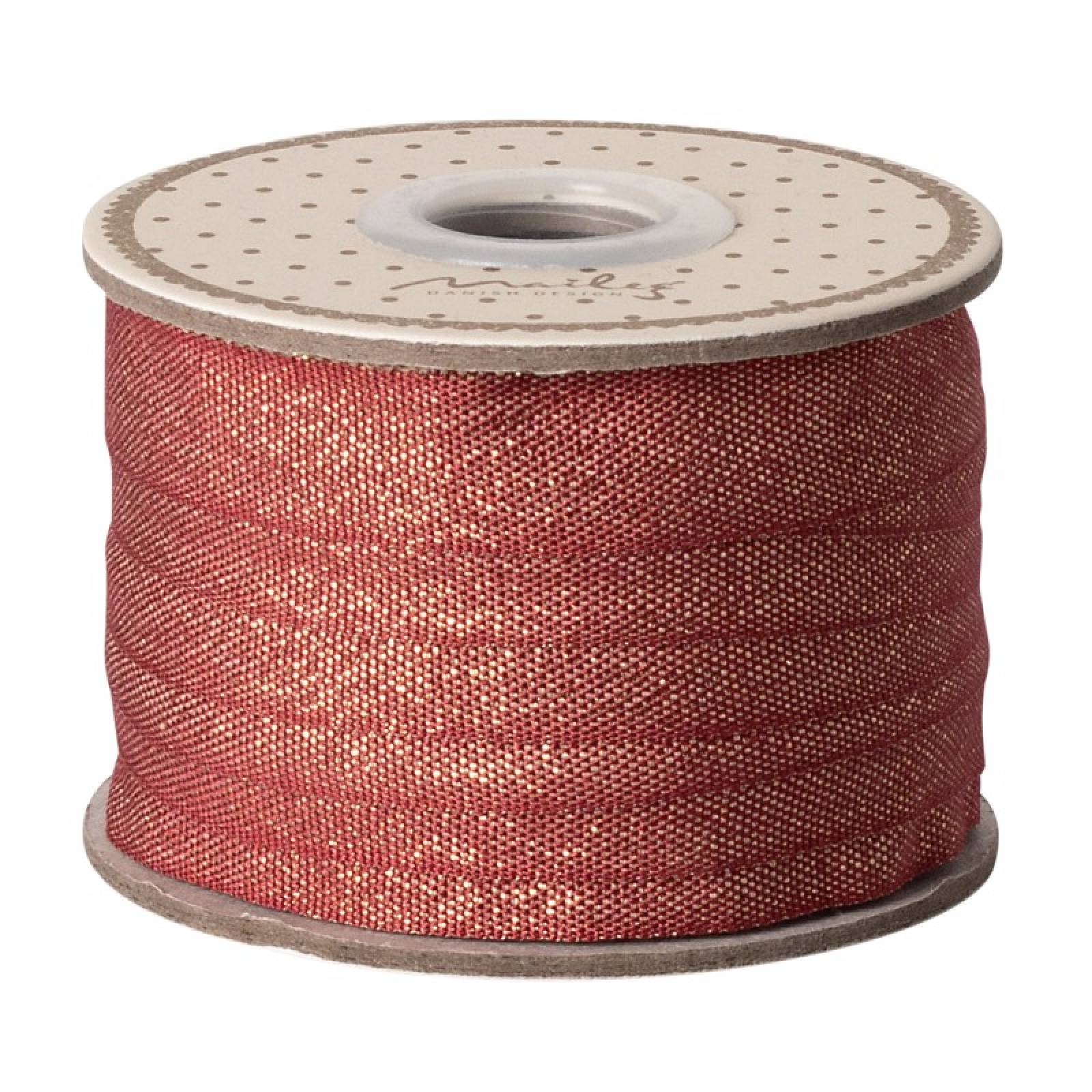 10m Roll Of Ribbon In Red & Gold By Maileg