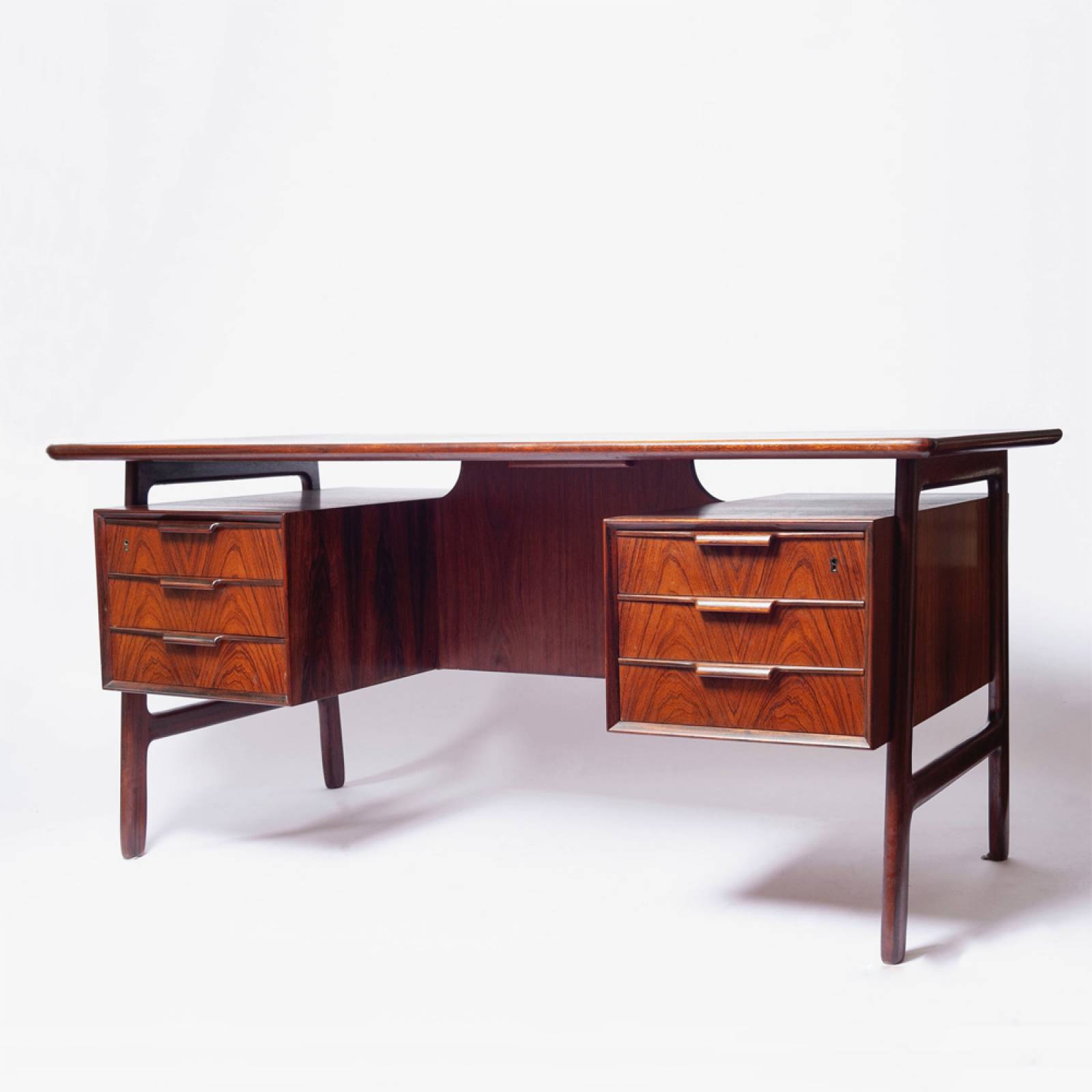 1960s Danish Rosewood Desk Model 75 By Gunni Omann