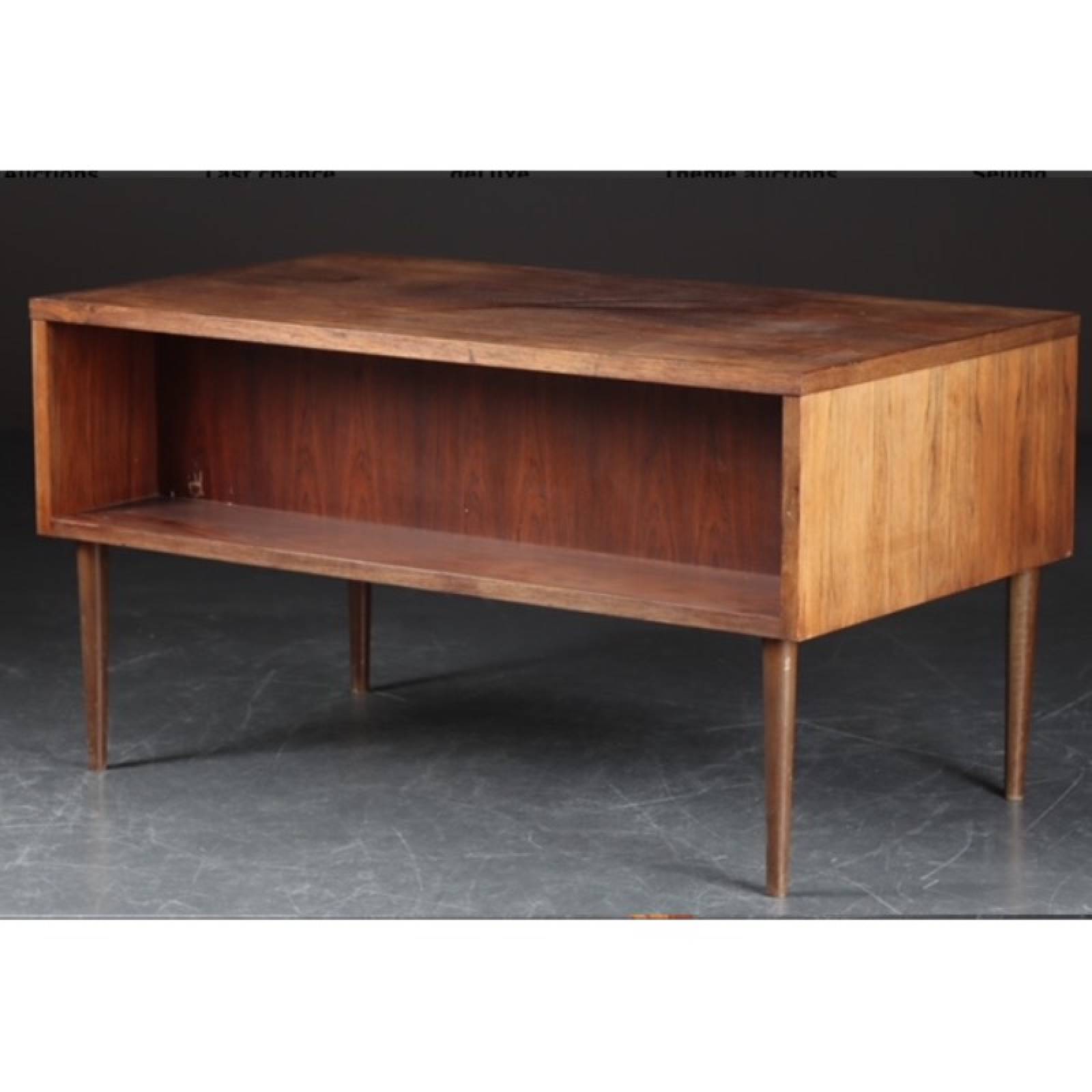 1960s Danish Rosewood Desk With Brass Handles thumbnails