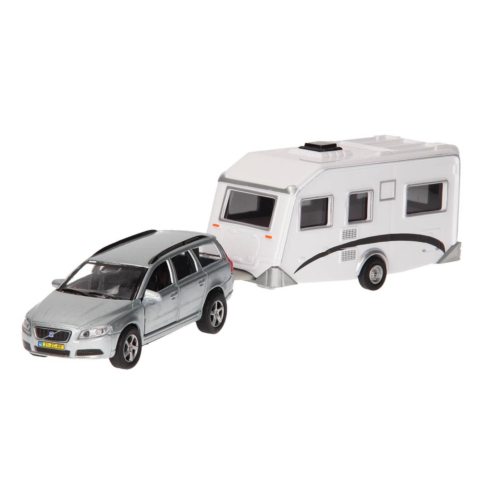 Volvo with Caravan Diecast & Plastic Toy Car Set