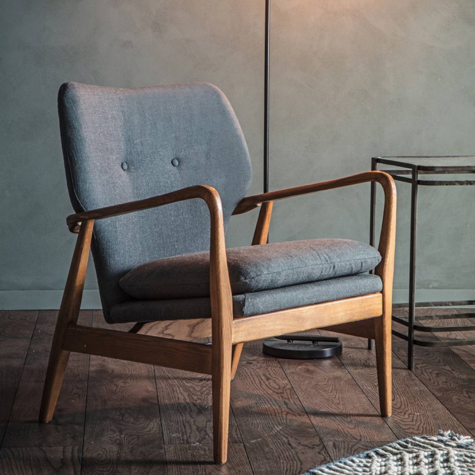 The Button - Armchair in Grey Fabric