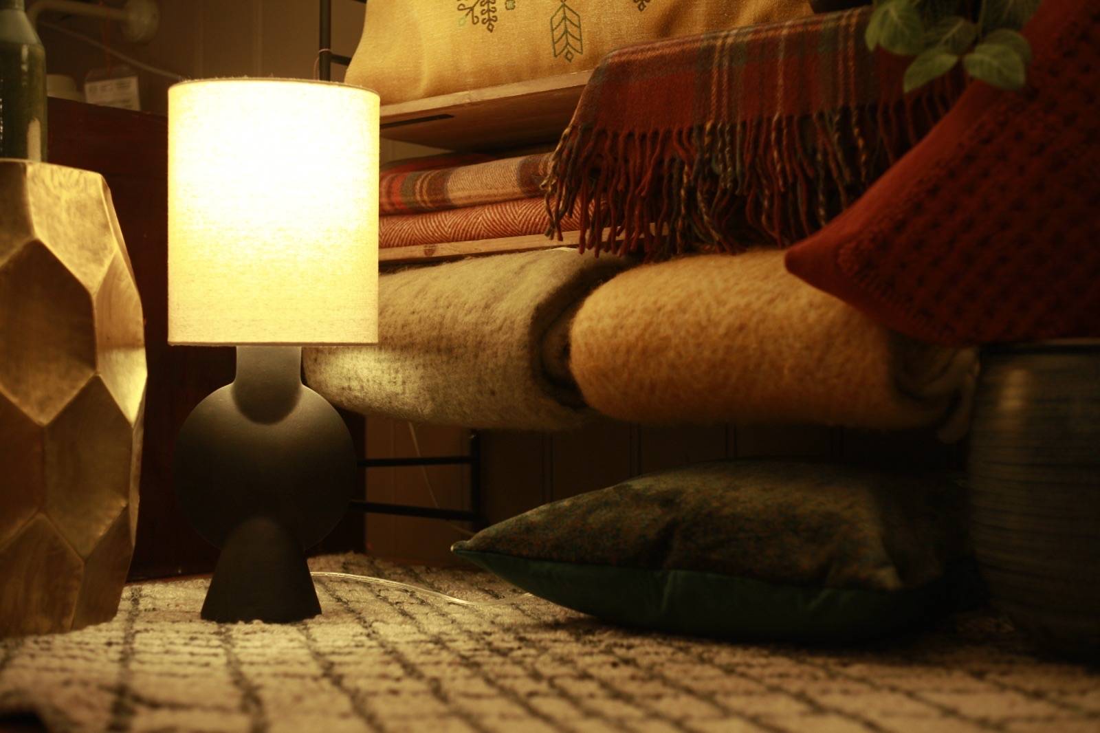 Tall Brown Terracotta Table Lamp With Linen Shade H: 55cm thumbnails