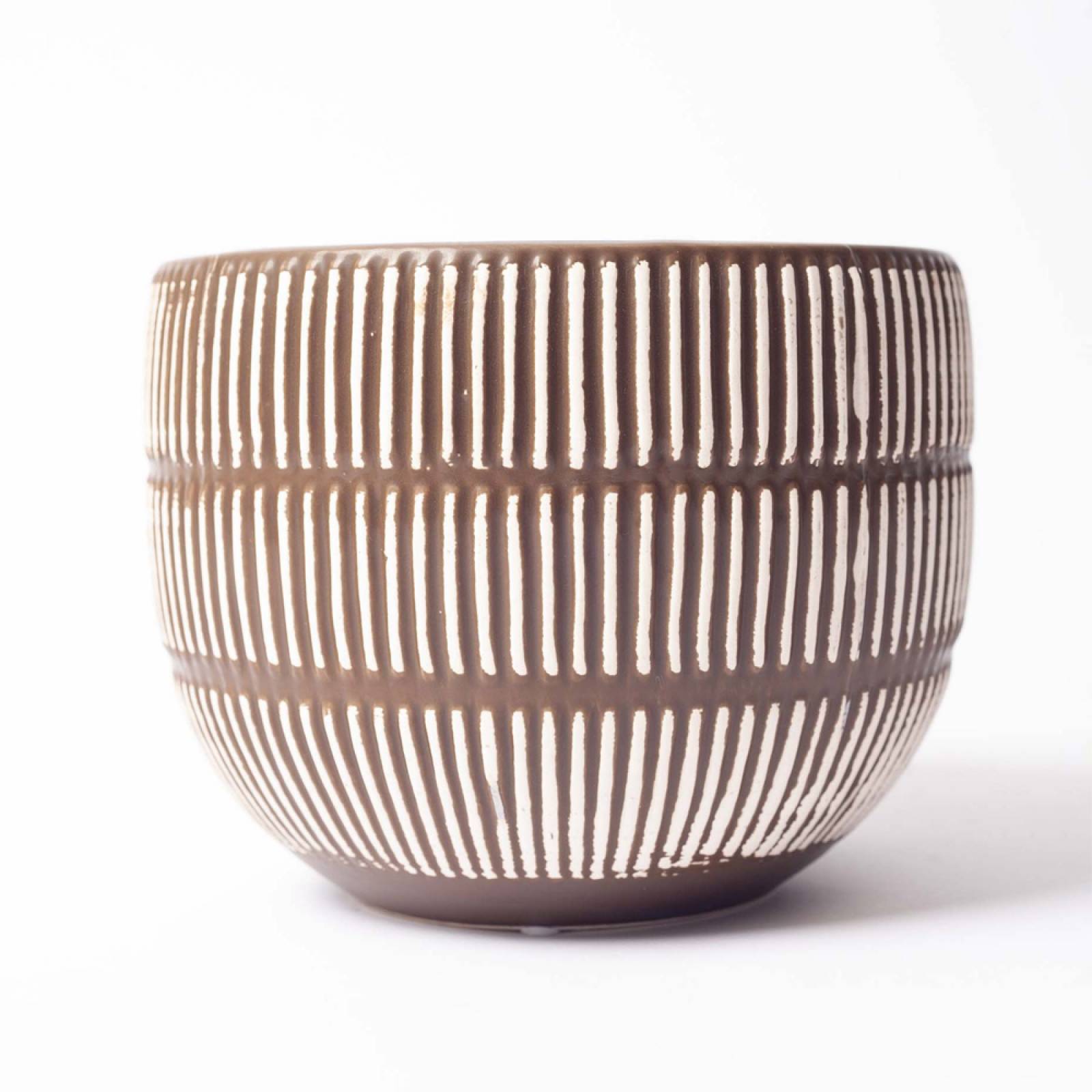 Aiva Embossed Striped Flower Pot H:12.5cm