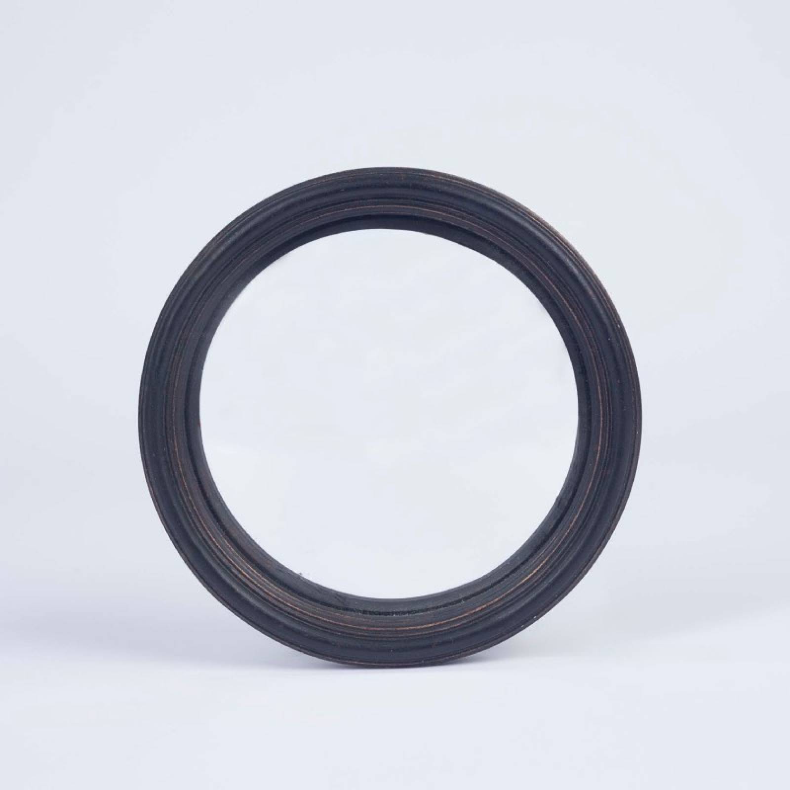 Antiqued Black Thin Framed Medium Convex Mirror D: 17cm MK7