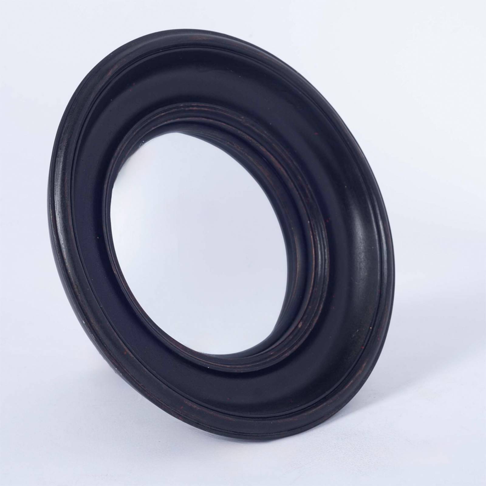 Antiqued Black Deep Framed Medium Convex Mirror D:23cm thumbnails
