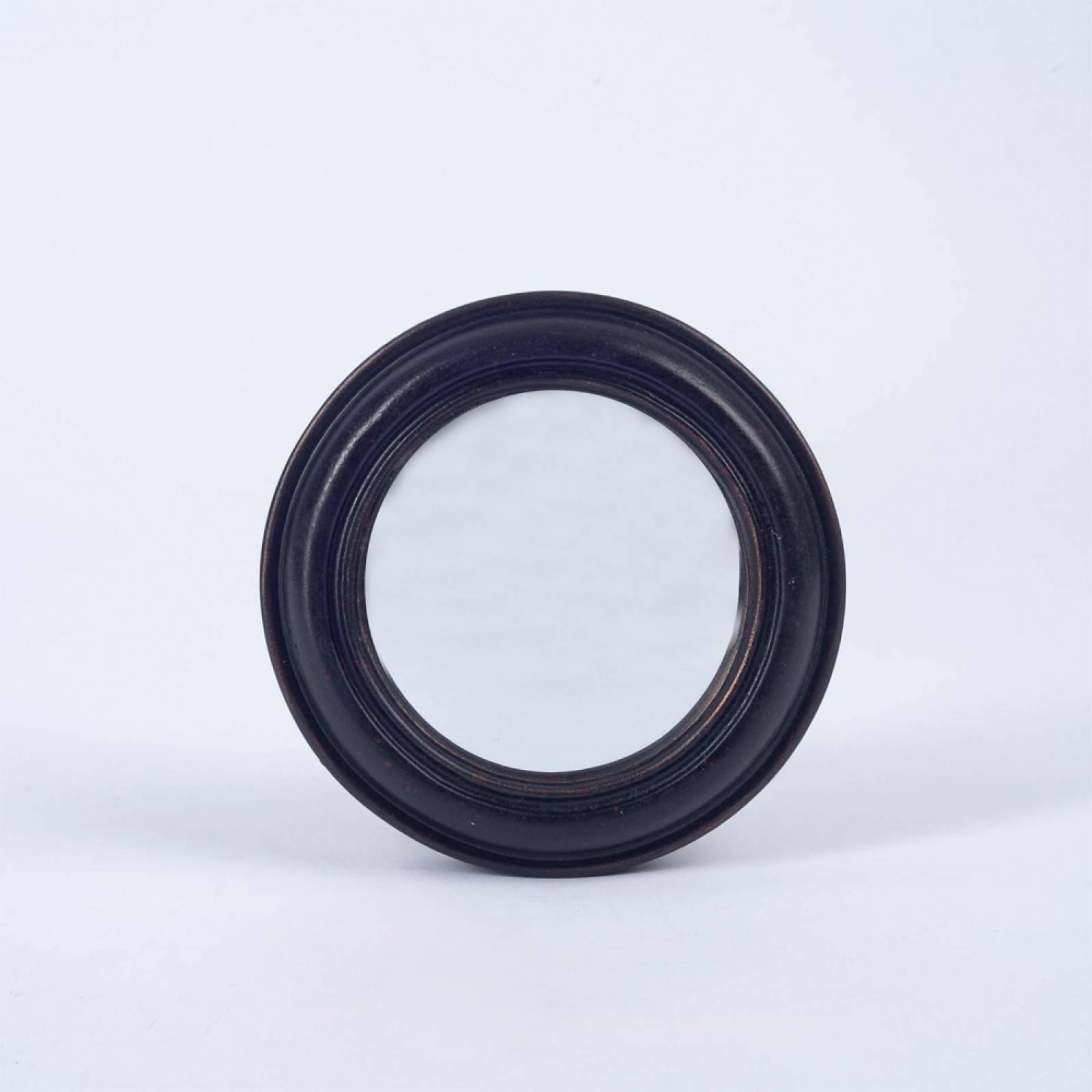 Antiqued Black Rounded Frame Small Convex Mirror D: 14cm