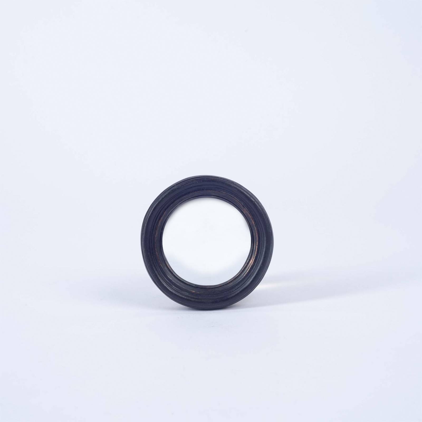 Antiqued Black Thin Framed Extra Small Convex Mirror D:9.5cm