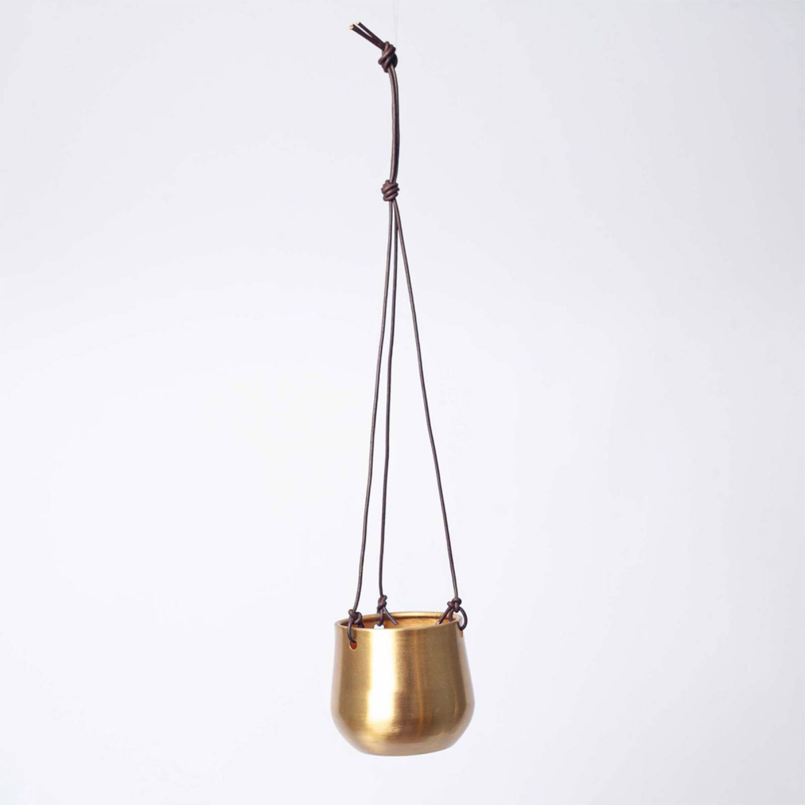 Atsu Small Brass Hanging Planter 9x11cm