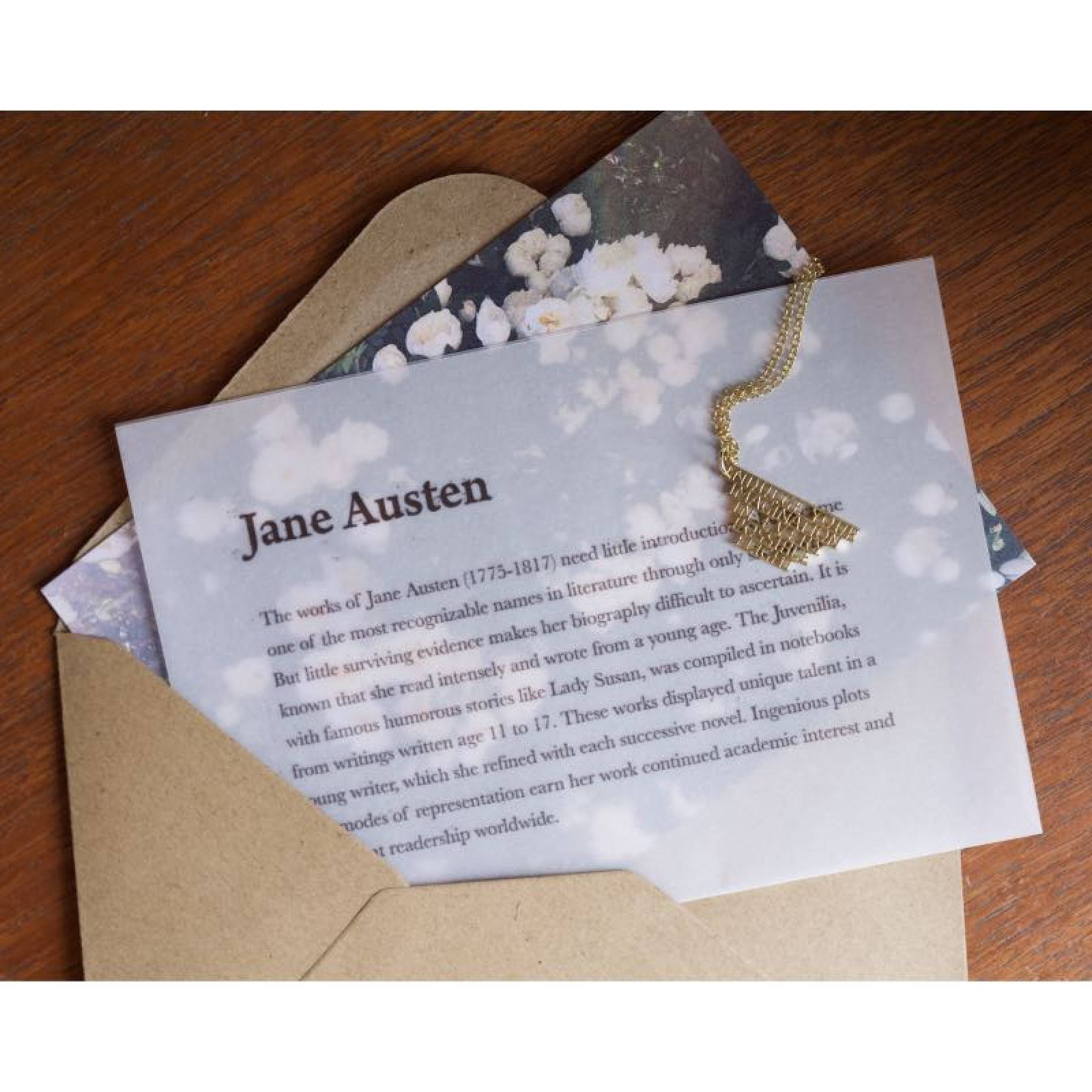 Jane Austen - Indulge Gold Quote Necklace By Ordbord thumbnails