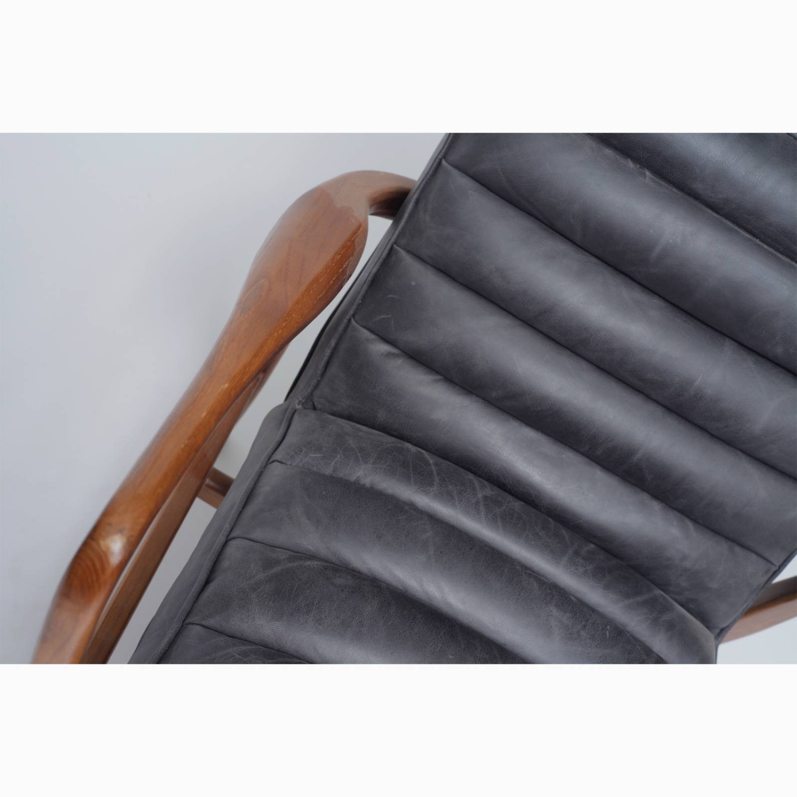 The Auto Oak Armchair in Distressed Ebony Leather thumbnails
