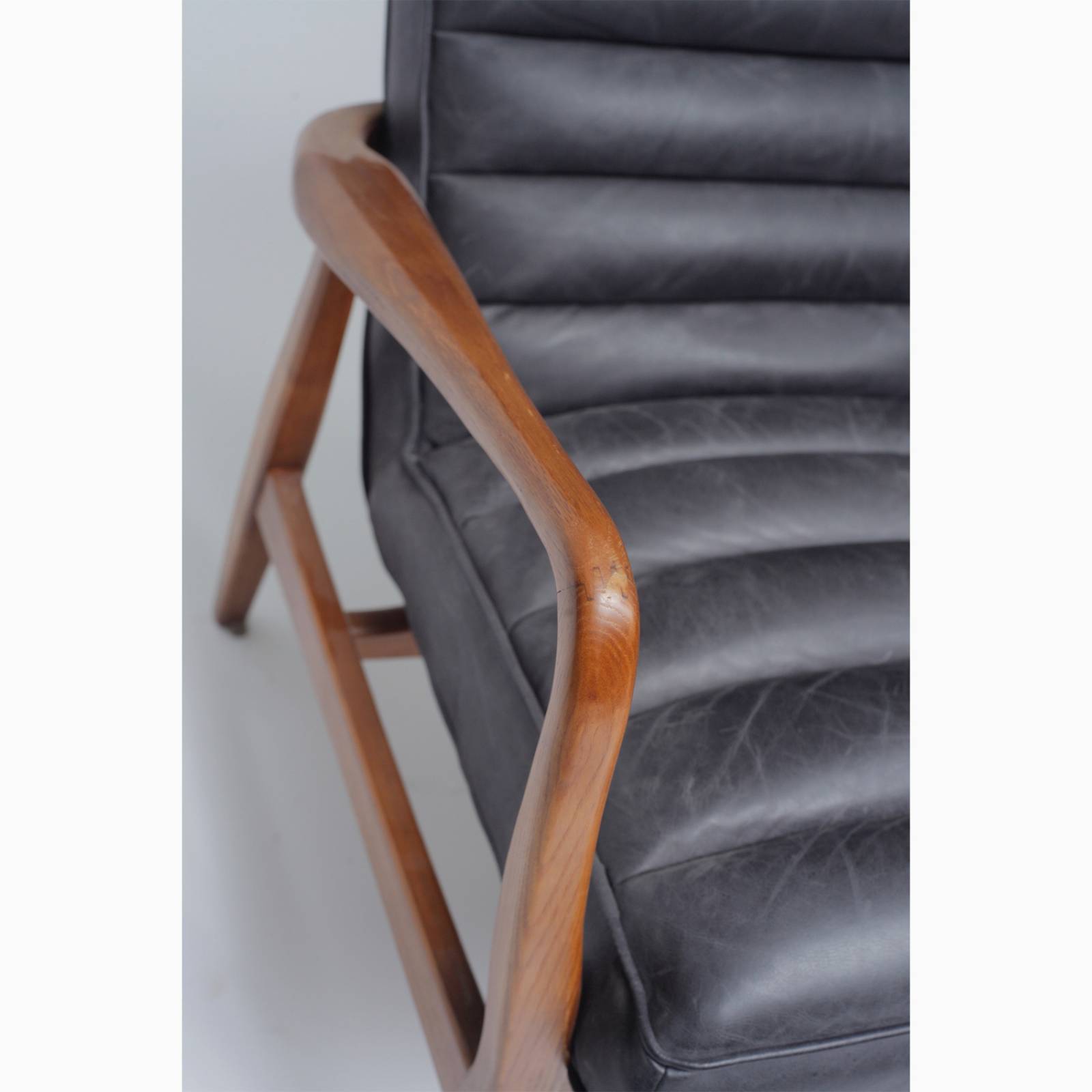 The Auto Oak Armchair in Distressed Ebony Leather thumbnails