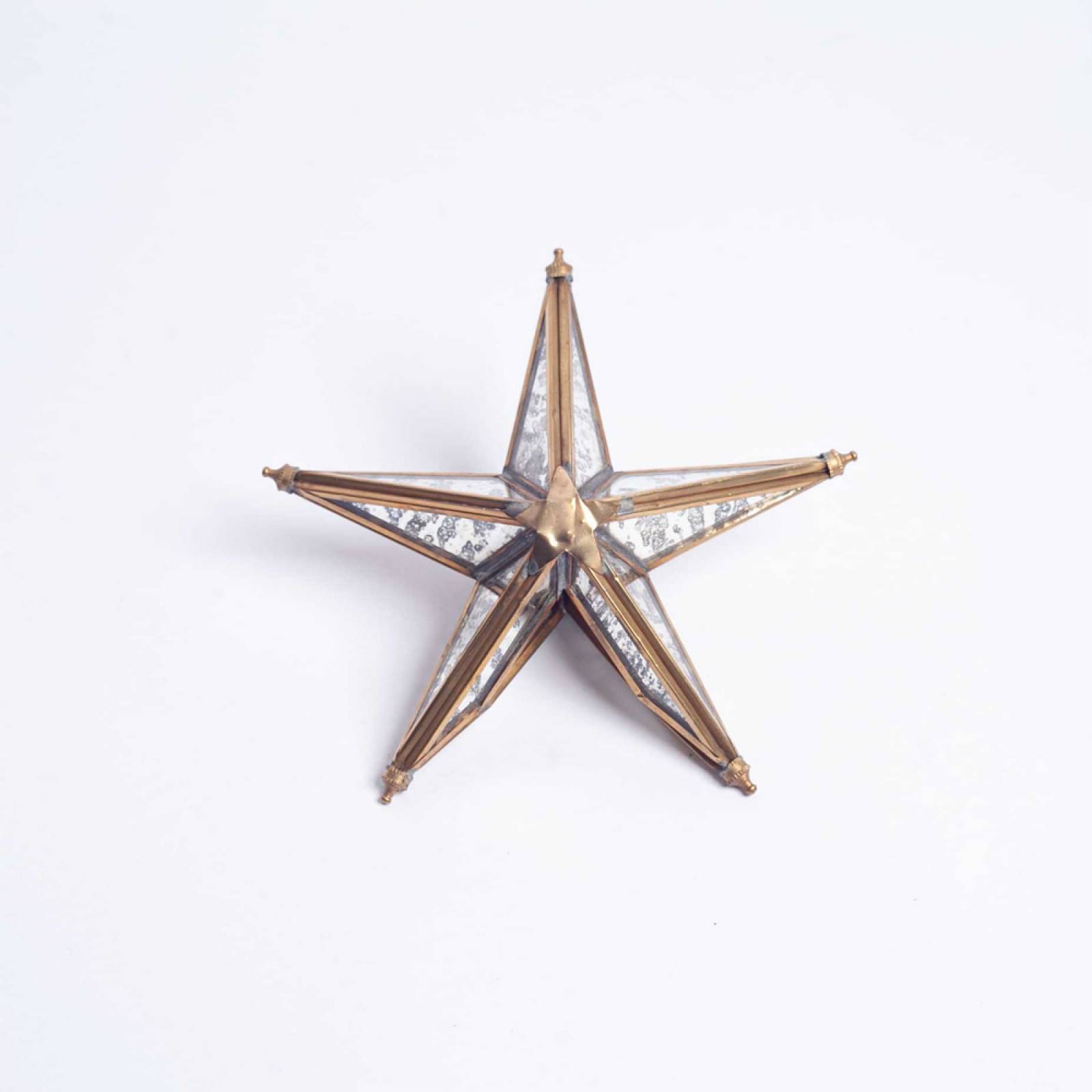 Bakara Star Glass Tree Topper In Antique Brass