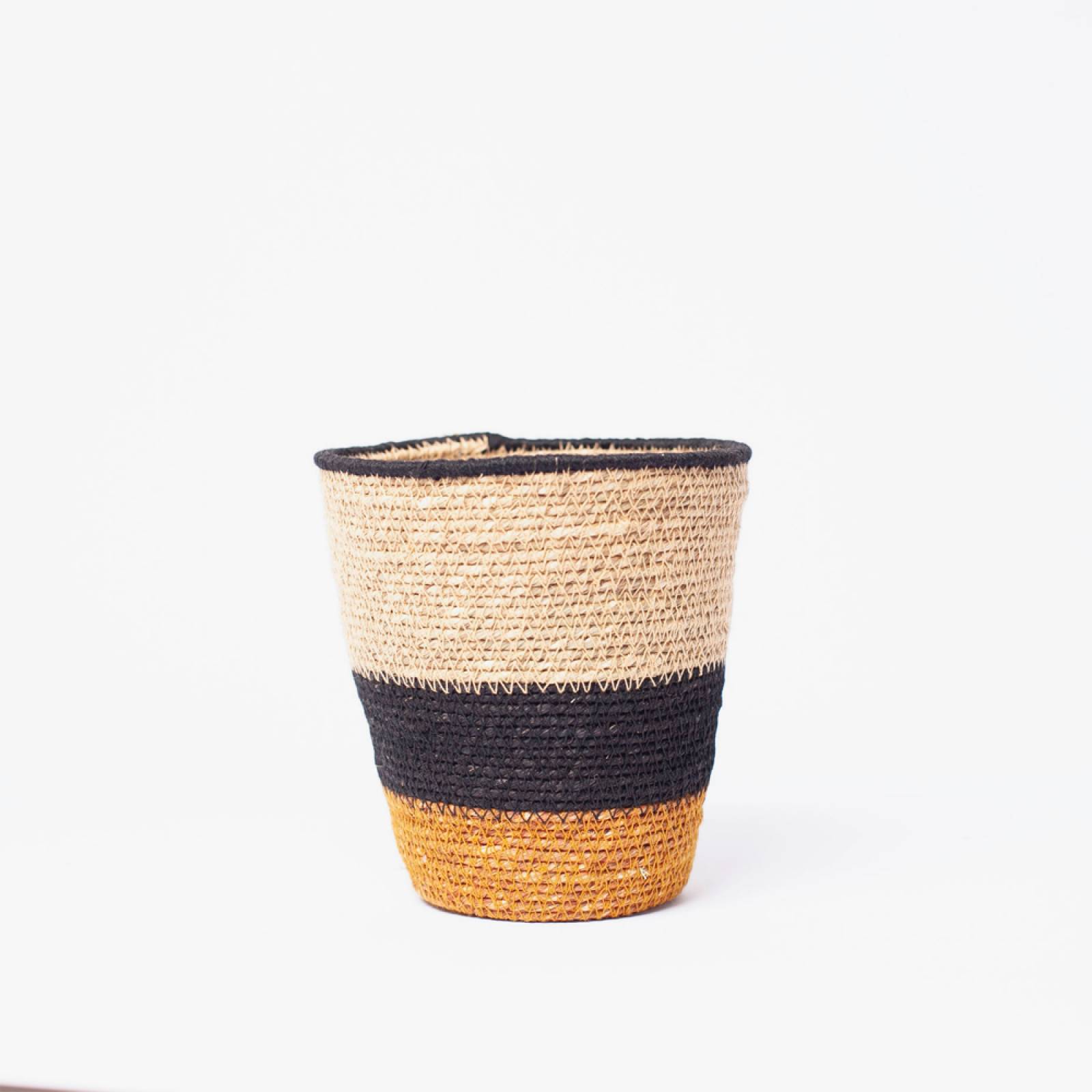 Small Seagrass Basket With Orange & Blue Stripes H:16cm thumbnails