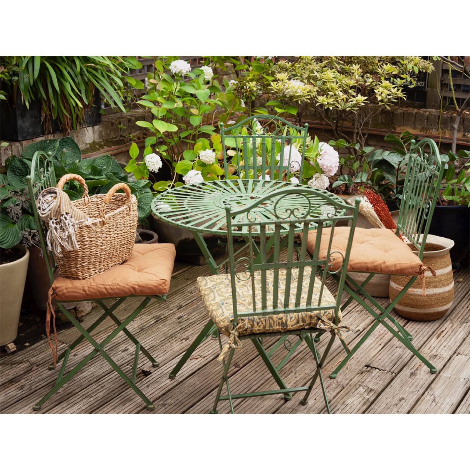 Set Of Metal Garden Table & 2 Chairs In Antique Green thumbnails