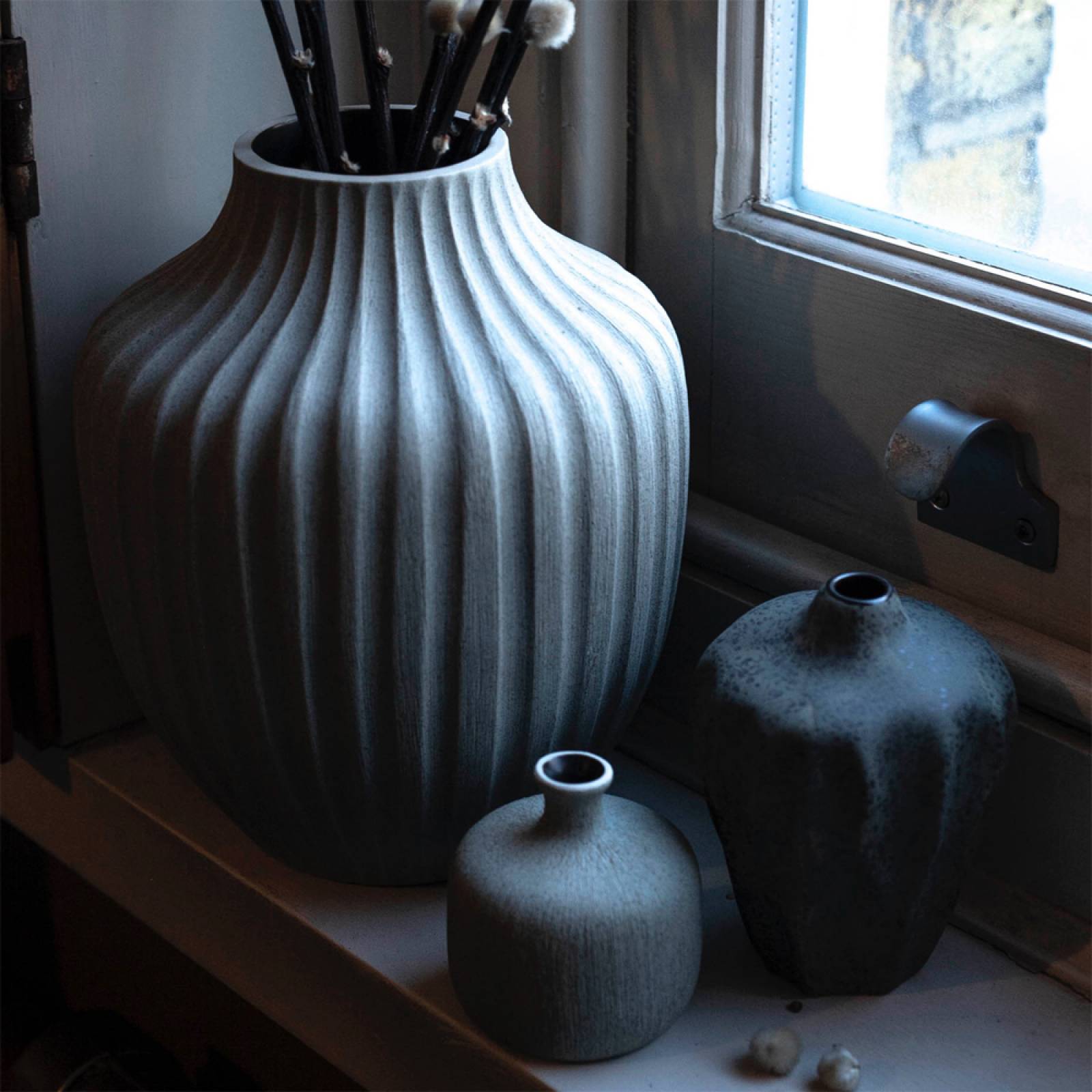 Deep Line Flared Kyoto Vase In Sand Grey H: 20cm Lindform thumbnails