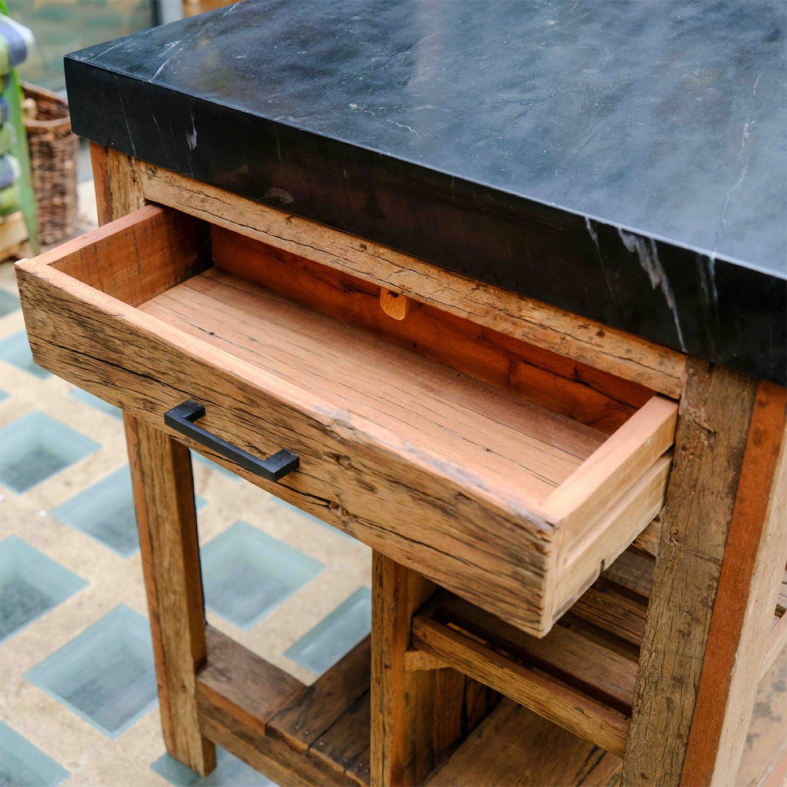 Black Marble Counter Unit With Sliding Table thumbnails