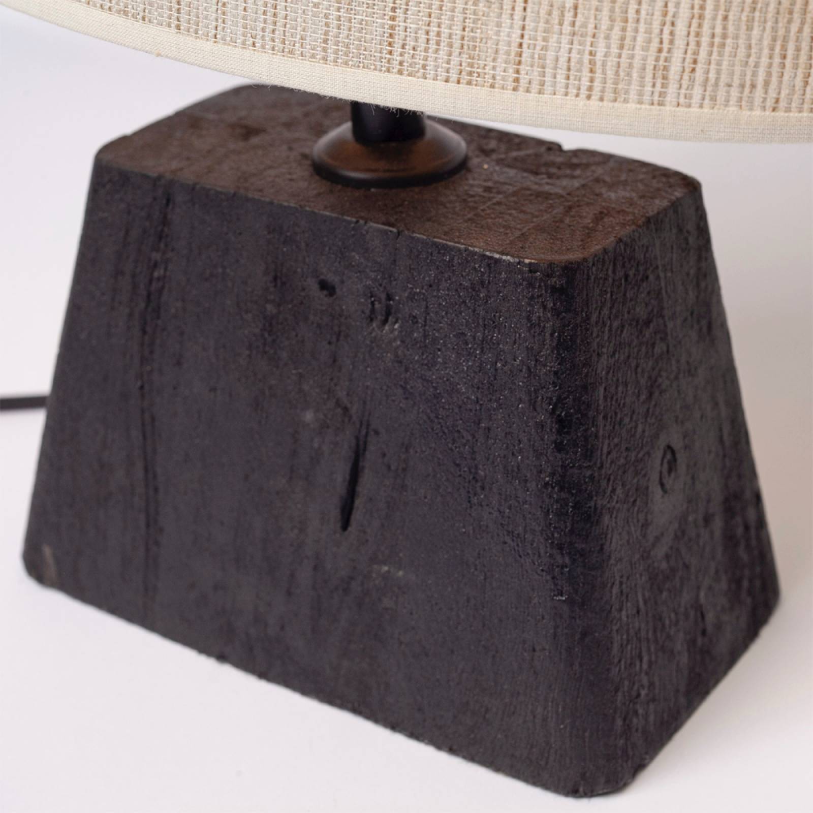 Black Wooden Angular Lamp With Tall Flared Shade thumbnails