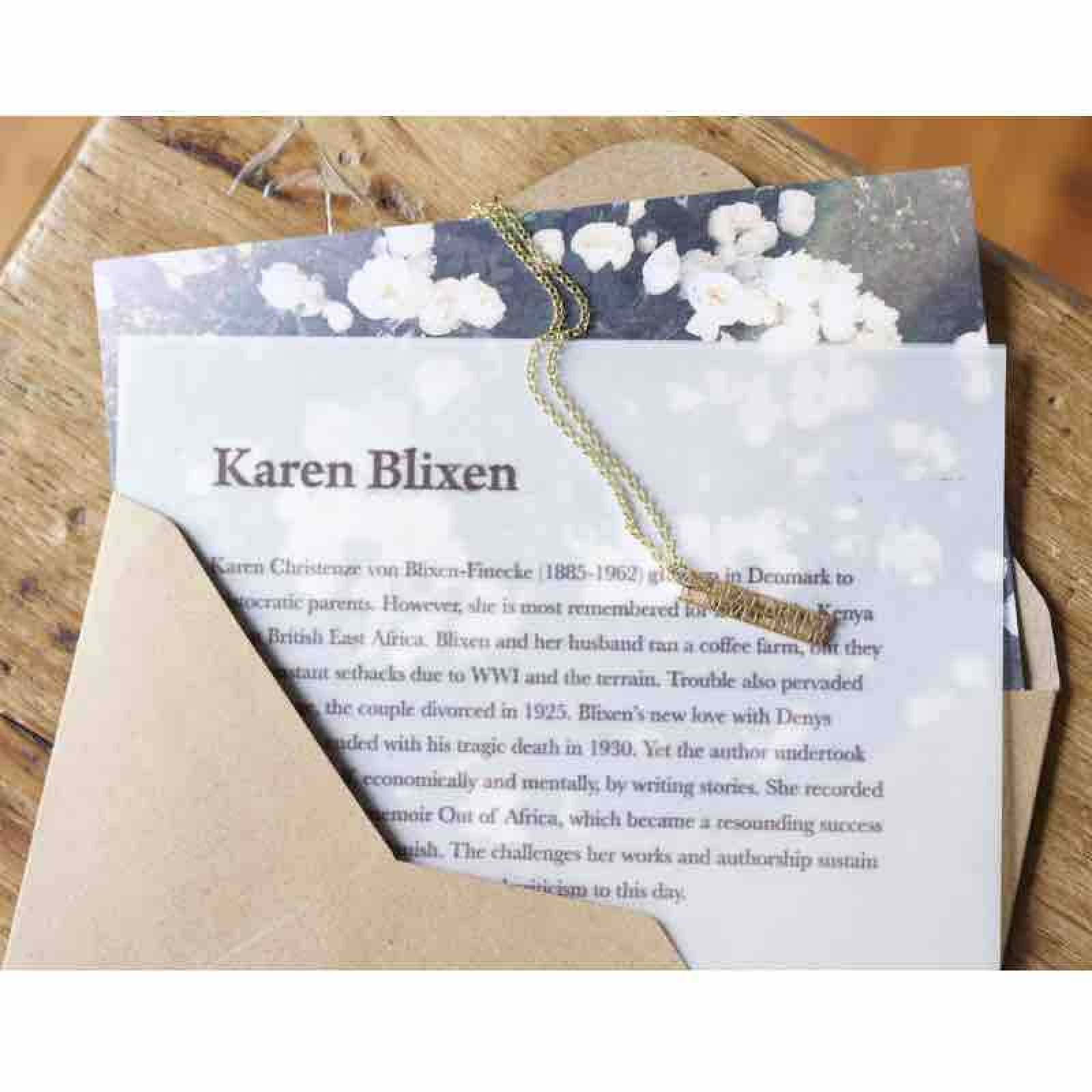Karen Blixen Artist - Gold Quote Necklace By Ordbord thumbnails