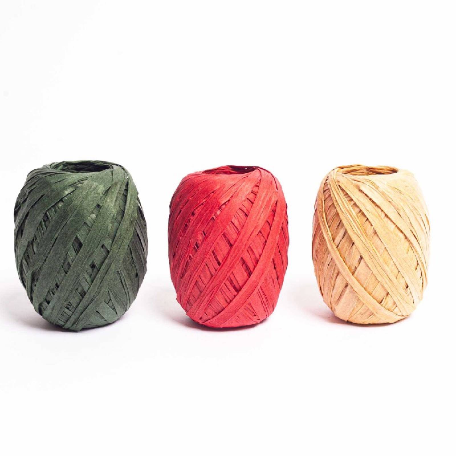 Box Of 3 Rolls Of Christmas Sprig Raffia