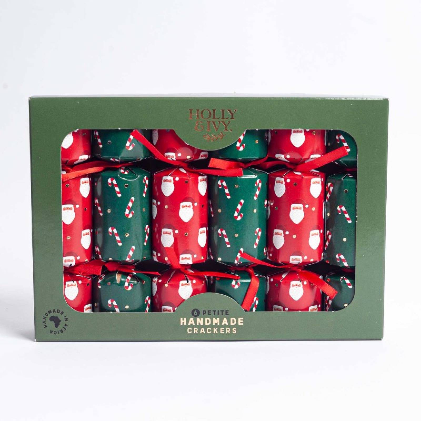 Box Of 6 Petite Christmas Crackers - Santa & Candy Canes