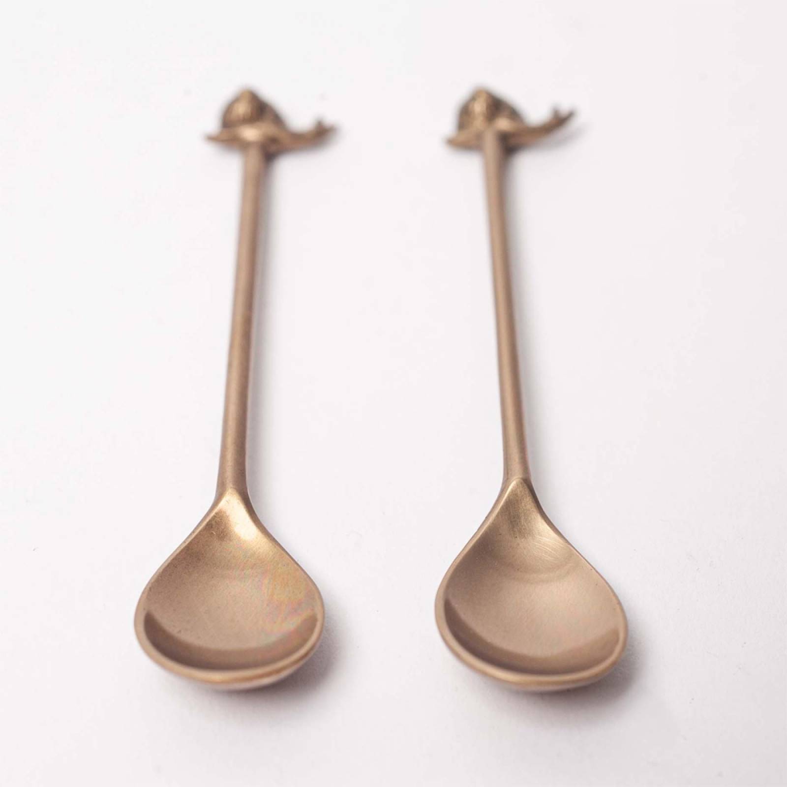 Boxed Set Of 2 Antiqued Brass Snail Spoons thumbnails