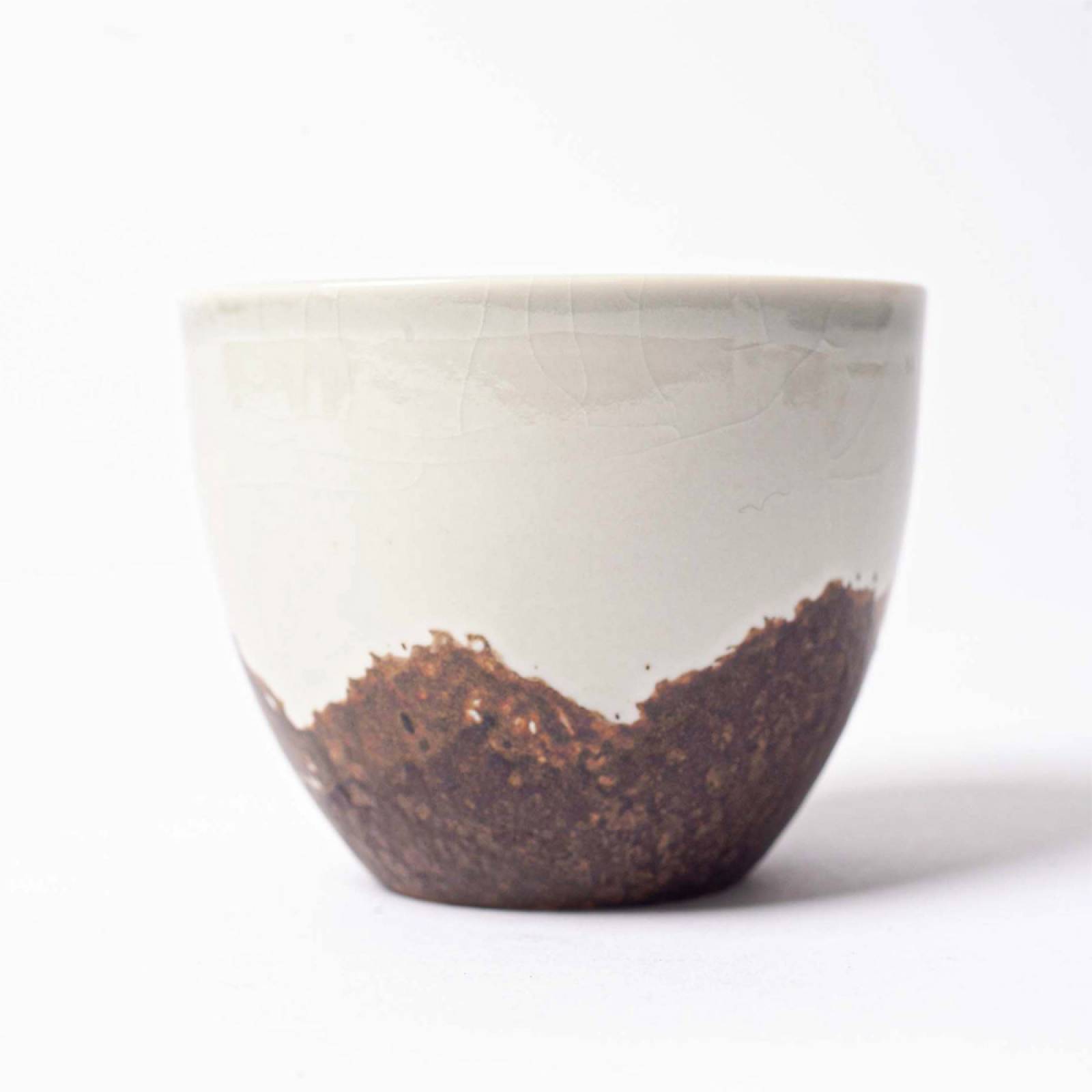 Brown & White Ceramic Cup H:7cm