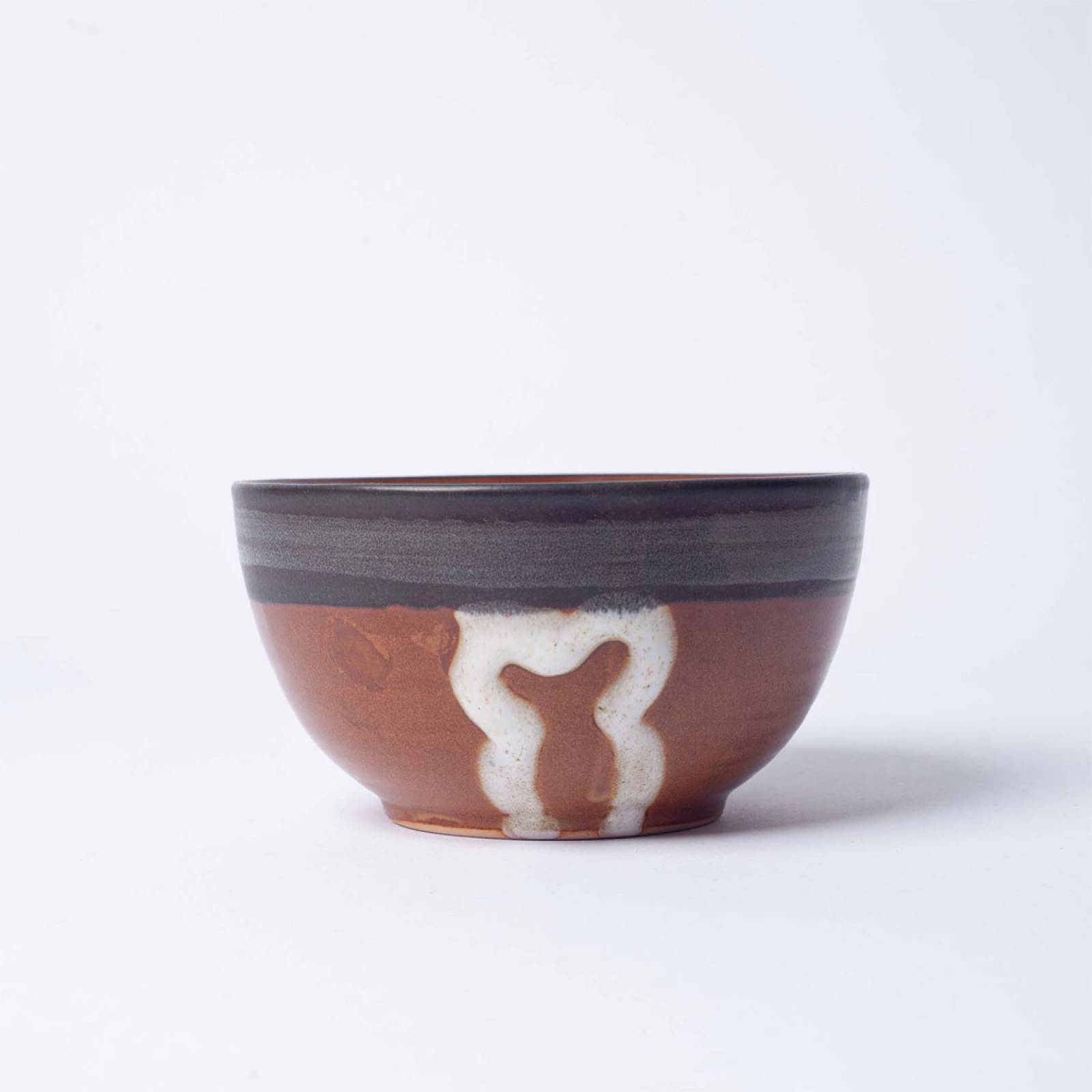 Brown Stoneware Bowl With Two Tone Glaze