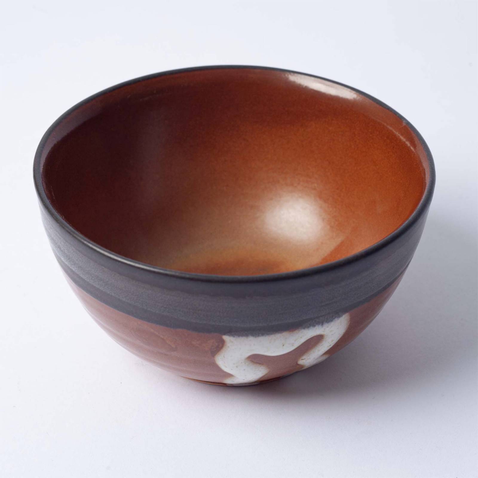 Brown Stoneware Bowl With Two Tone Glaze thumbnails