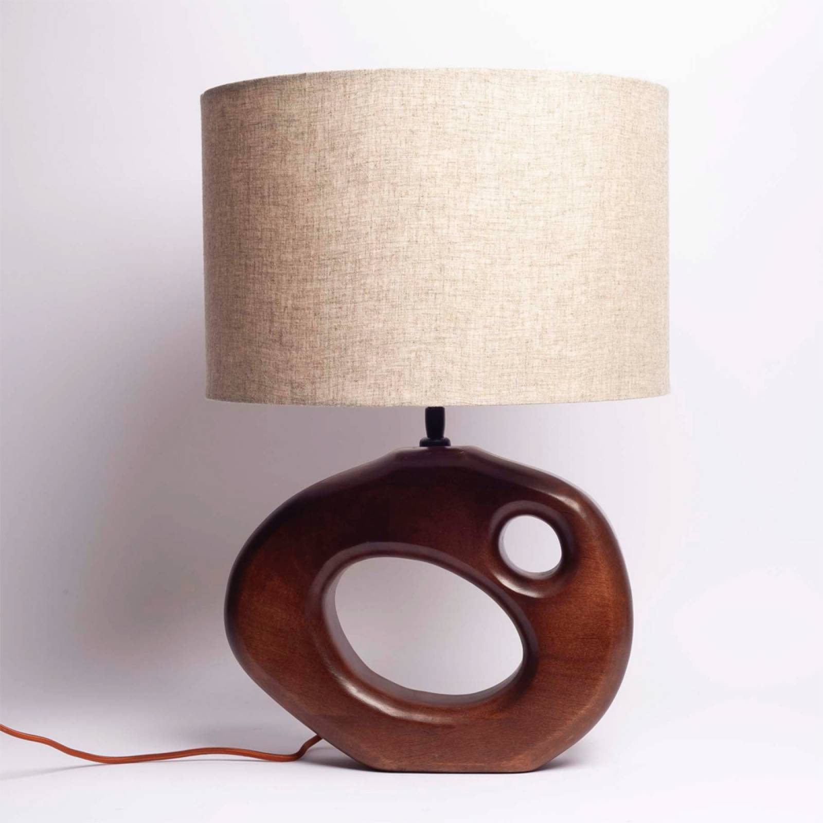 Cappadocia Wooden Lamp With Linen Shade