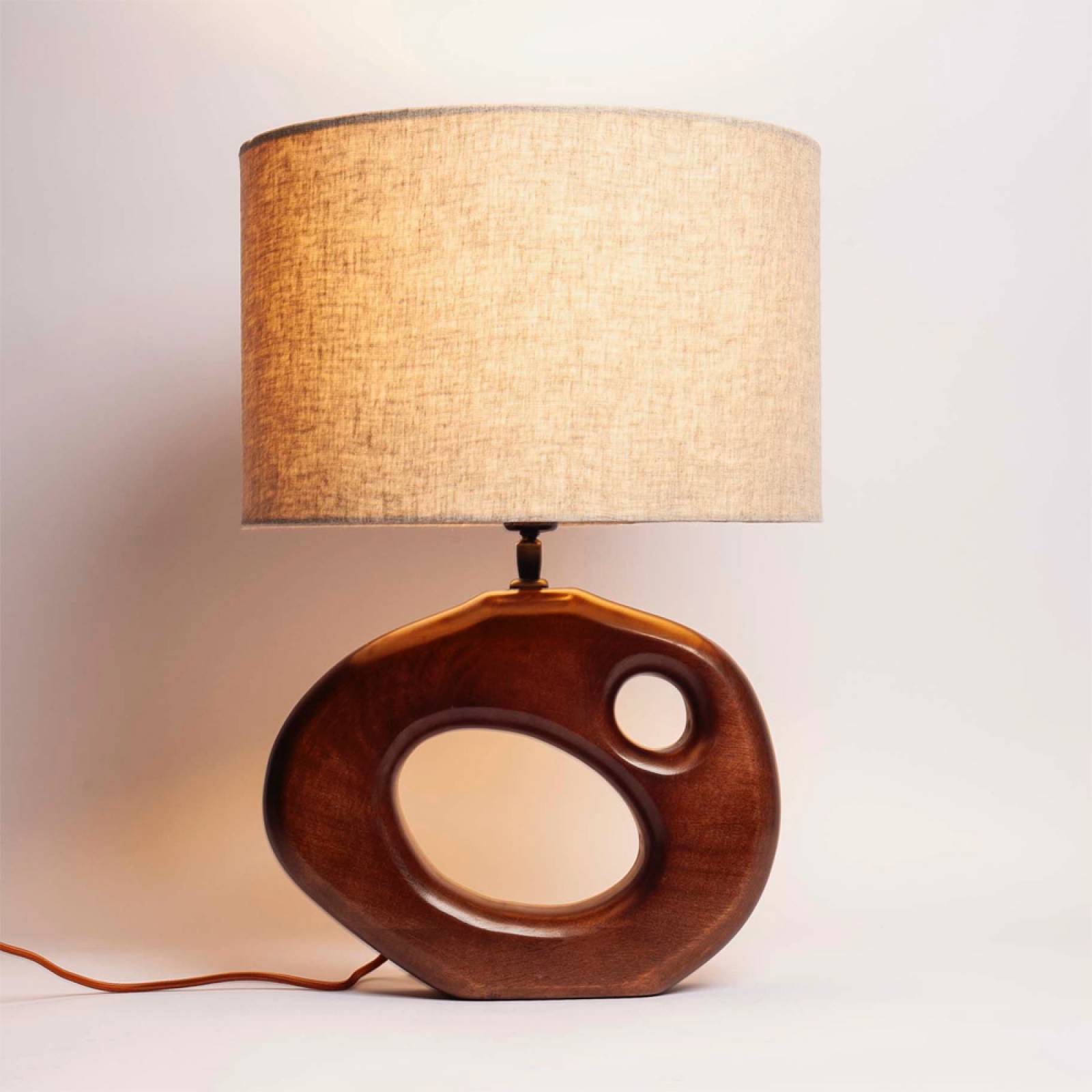 Cappadocia Wooden Lamp With Linen Shade thumbnails