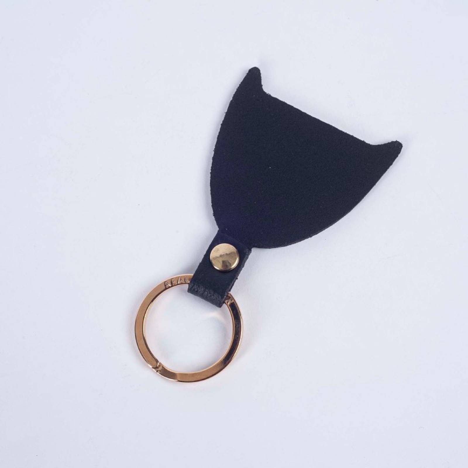 Cat Head Leather Keyring In Black thumbnails