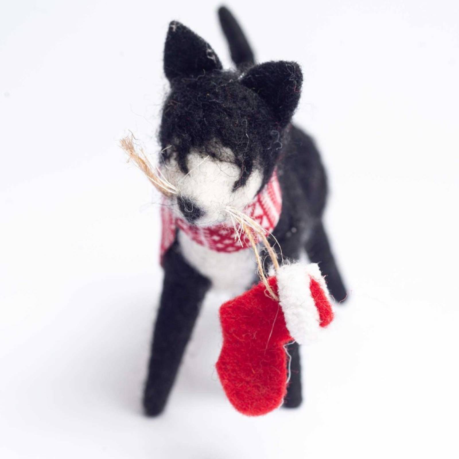 Cat With Stocking Felt Hanging Christmas Decoration thumbnails