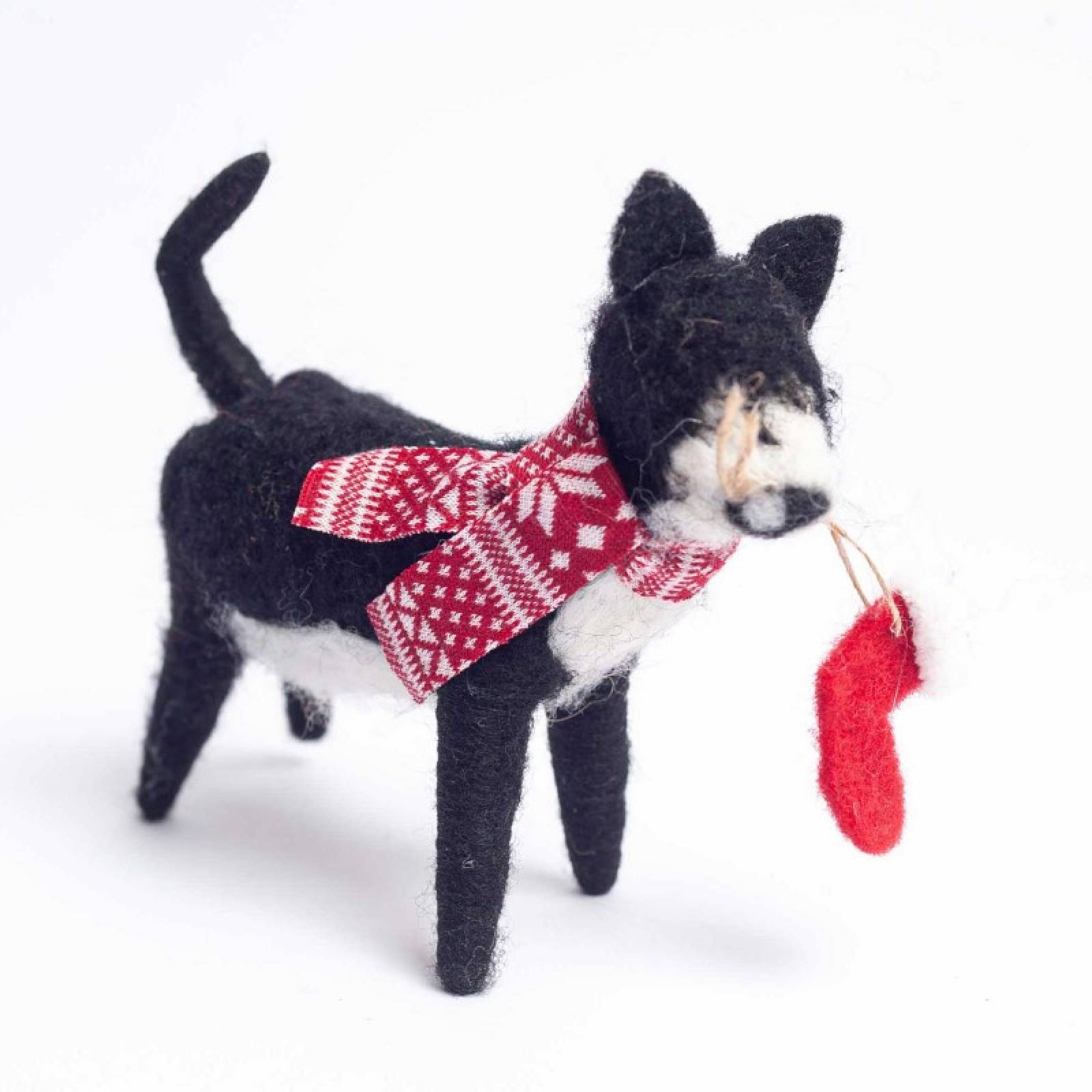 Cat With Stocking Felt Hanging Christmas Decoration