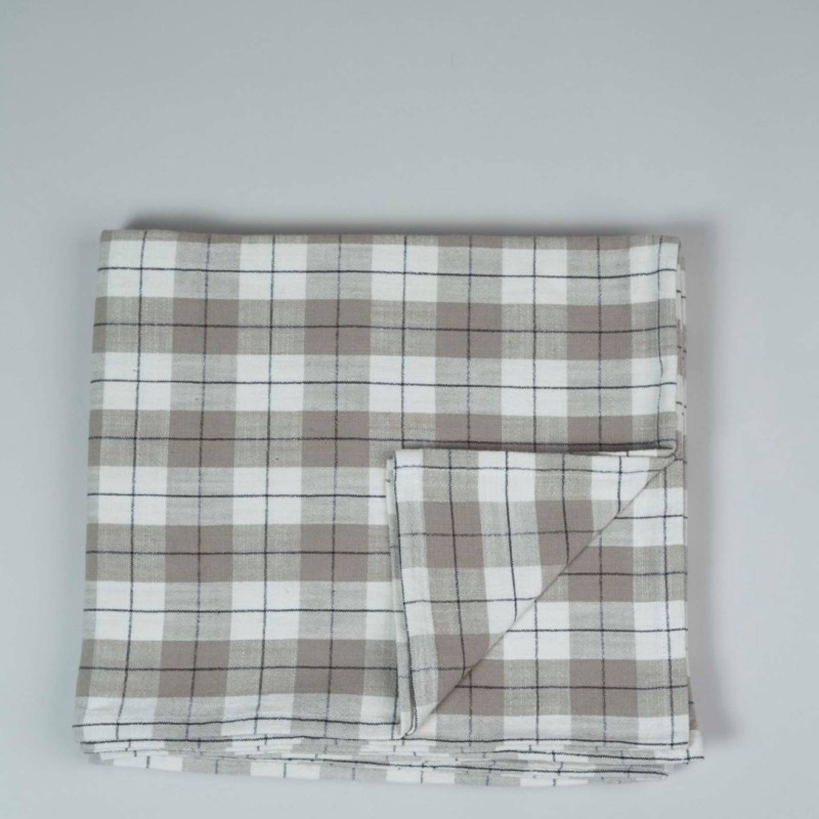 Checked Tablecloth In Taupe & Charcoal thumbnails
