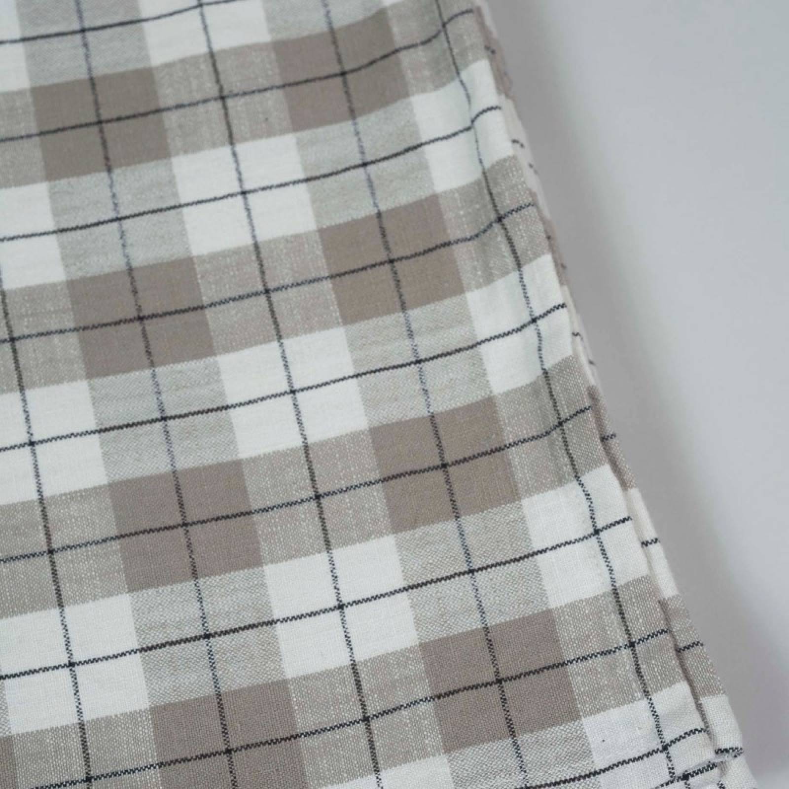 Checked Tablecloth In Taupe & Charcoal thumbnails