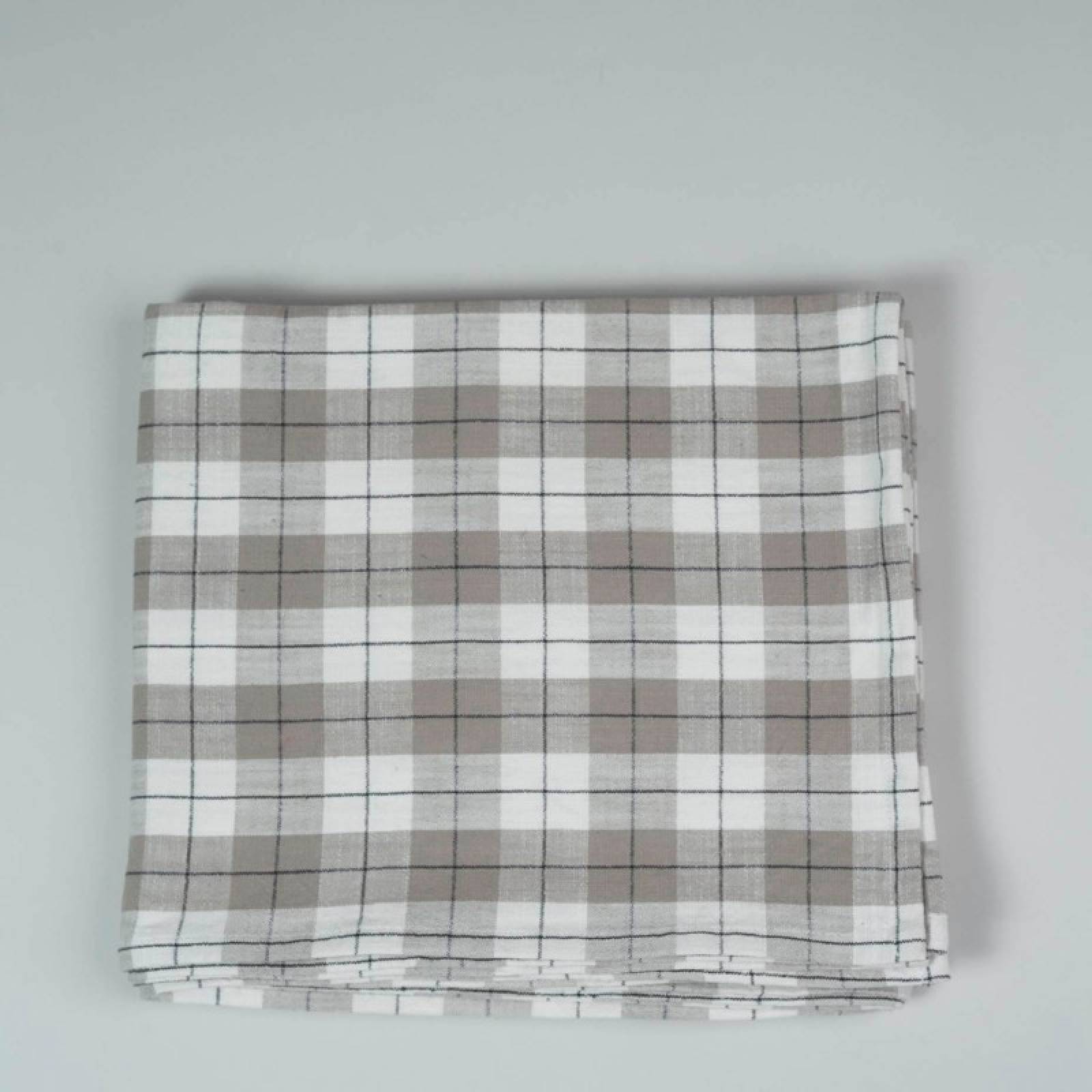Checked Tablecloth In Taupe & Charcoal
