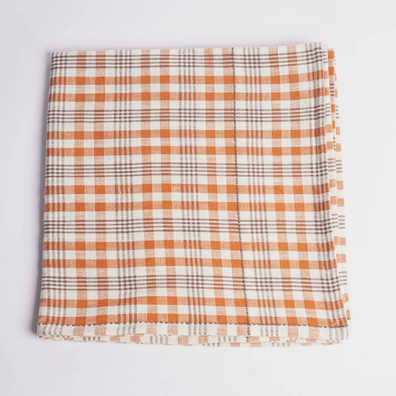 Checked Table Cloth In Burnt Orange