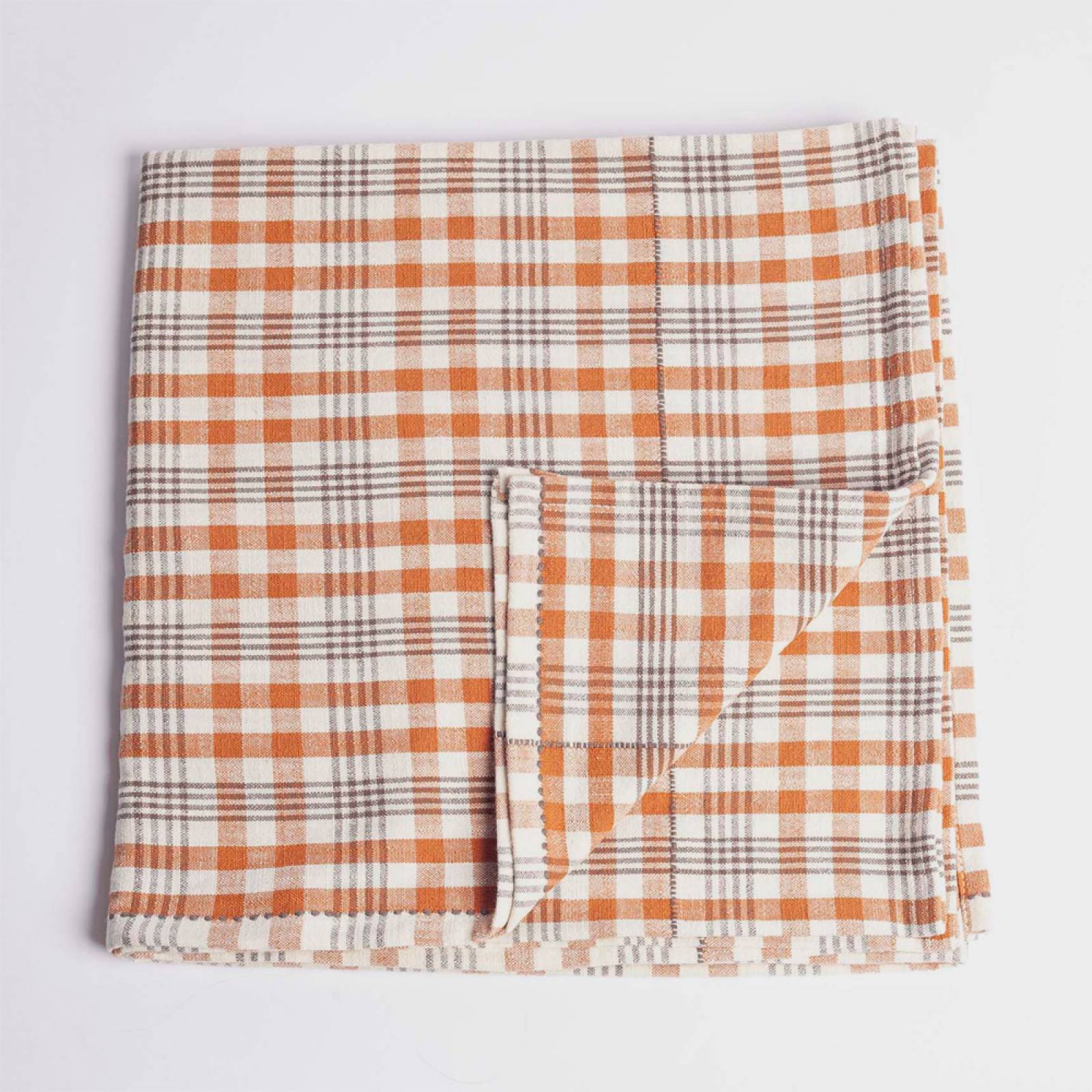 Checked Table Cloth In Burnt Orange thumbnails