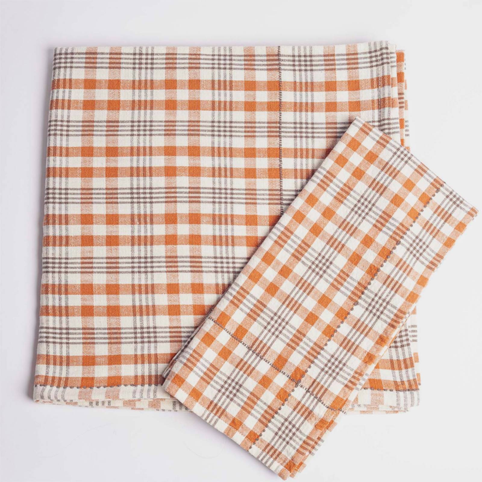 Checked Table Cloth In Burnt Orange thumbnails