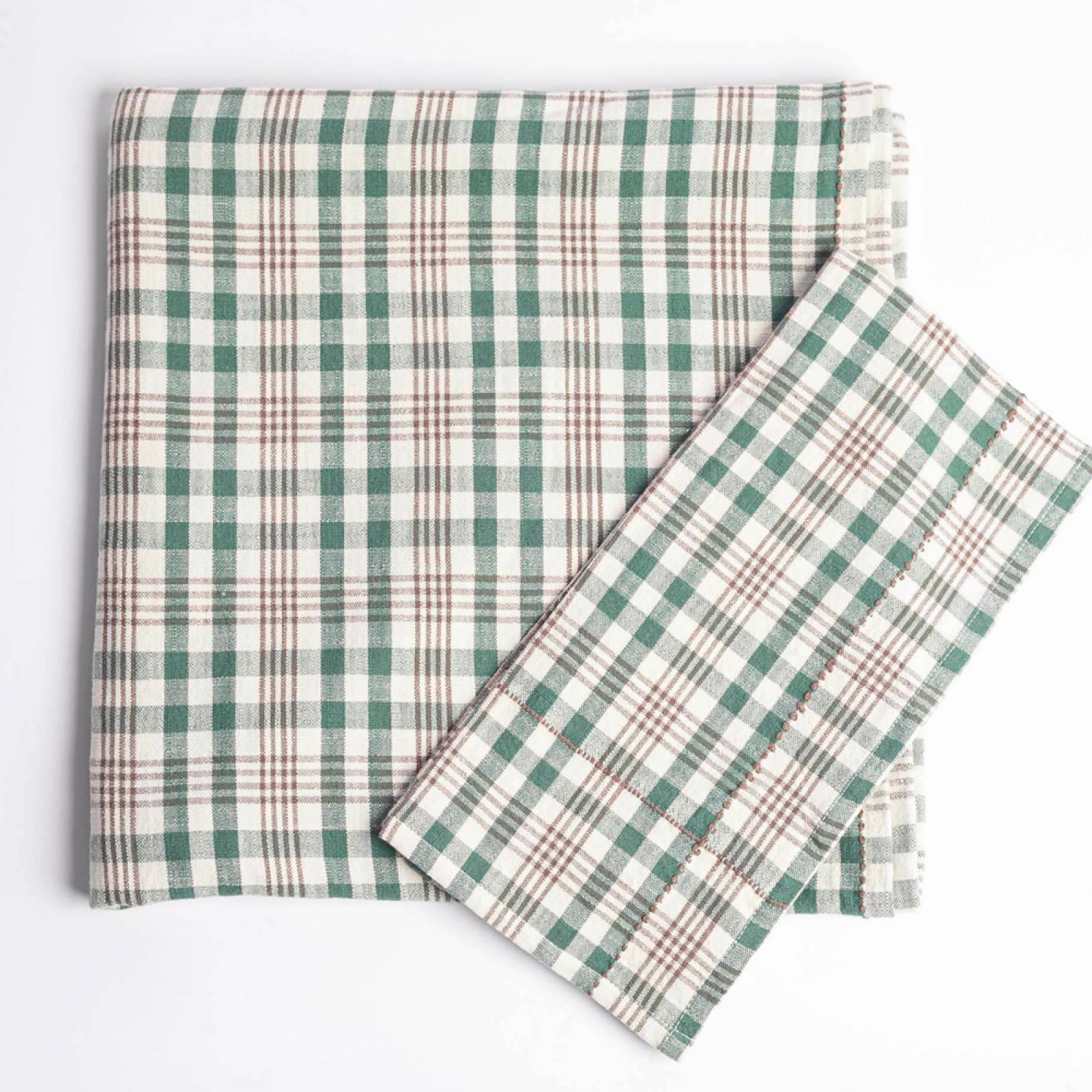 Checked Table Cloth In Green & Charcoal thumbnails