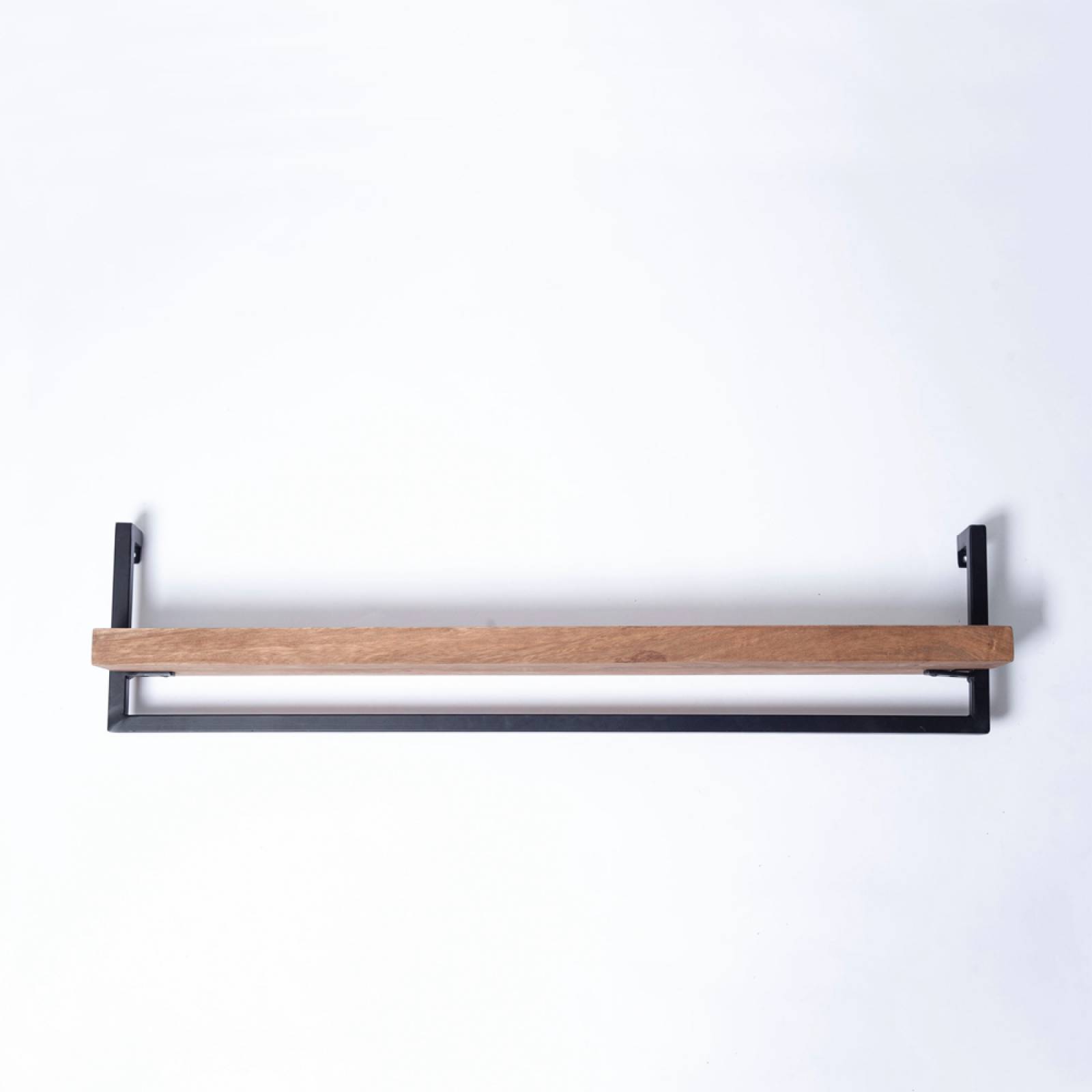 Chunky Wooden Wall Mounting Shelf With Black Metal Frame thumbnails