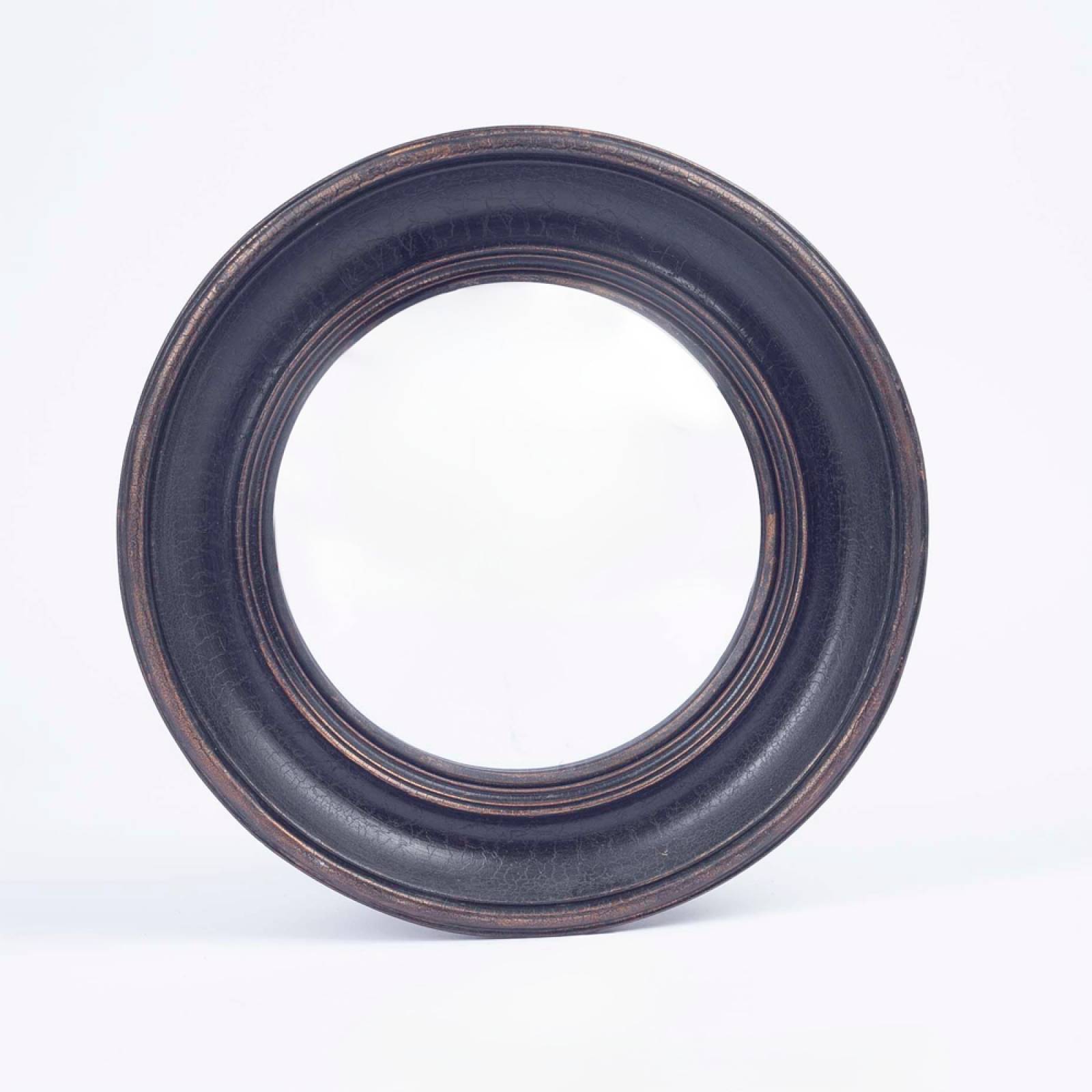 Circular Convex Mirror With Black & Gold Patinated Frame D:26.cm