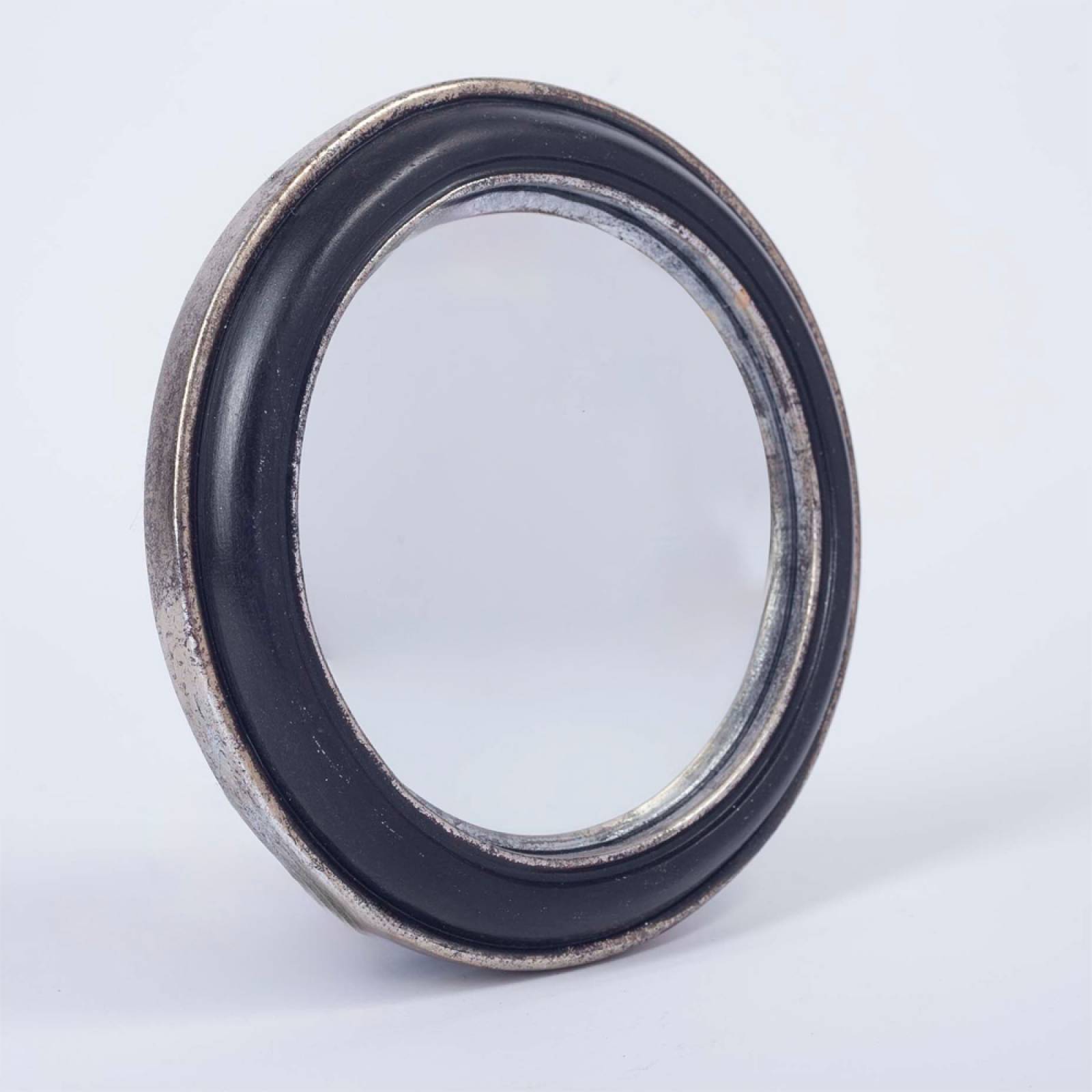 Circular Convex Mirror With Black Silver Patinated Frame D:19cm thumbnails
