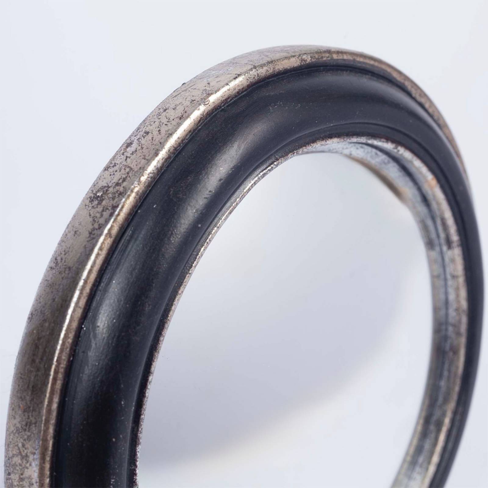Circular Convex Mirror With Black Silver Patinated Frame D:19cm thumbnails