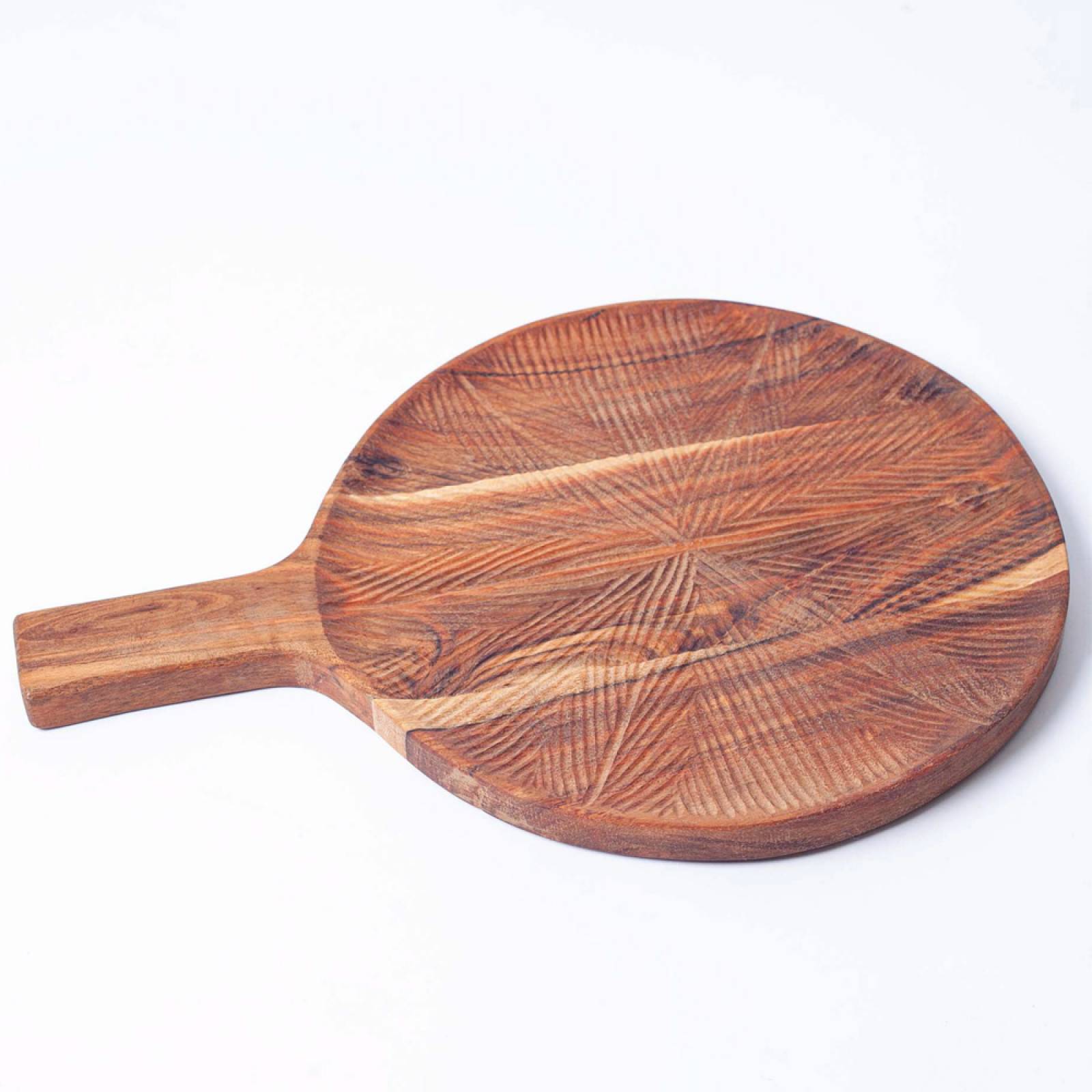 Circular Wooden Serving Board With Handle D:24cm