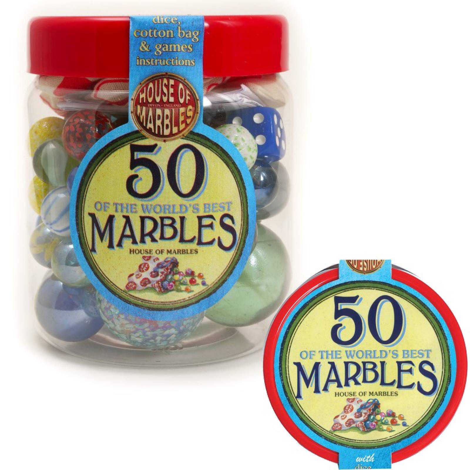 Classic Tub of 50 Marbles With Bag