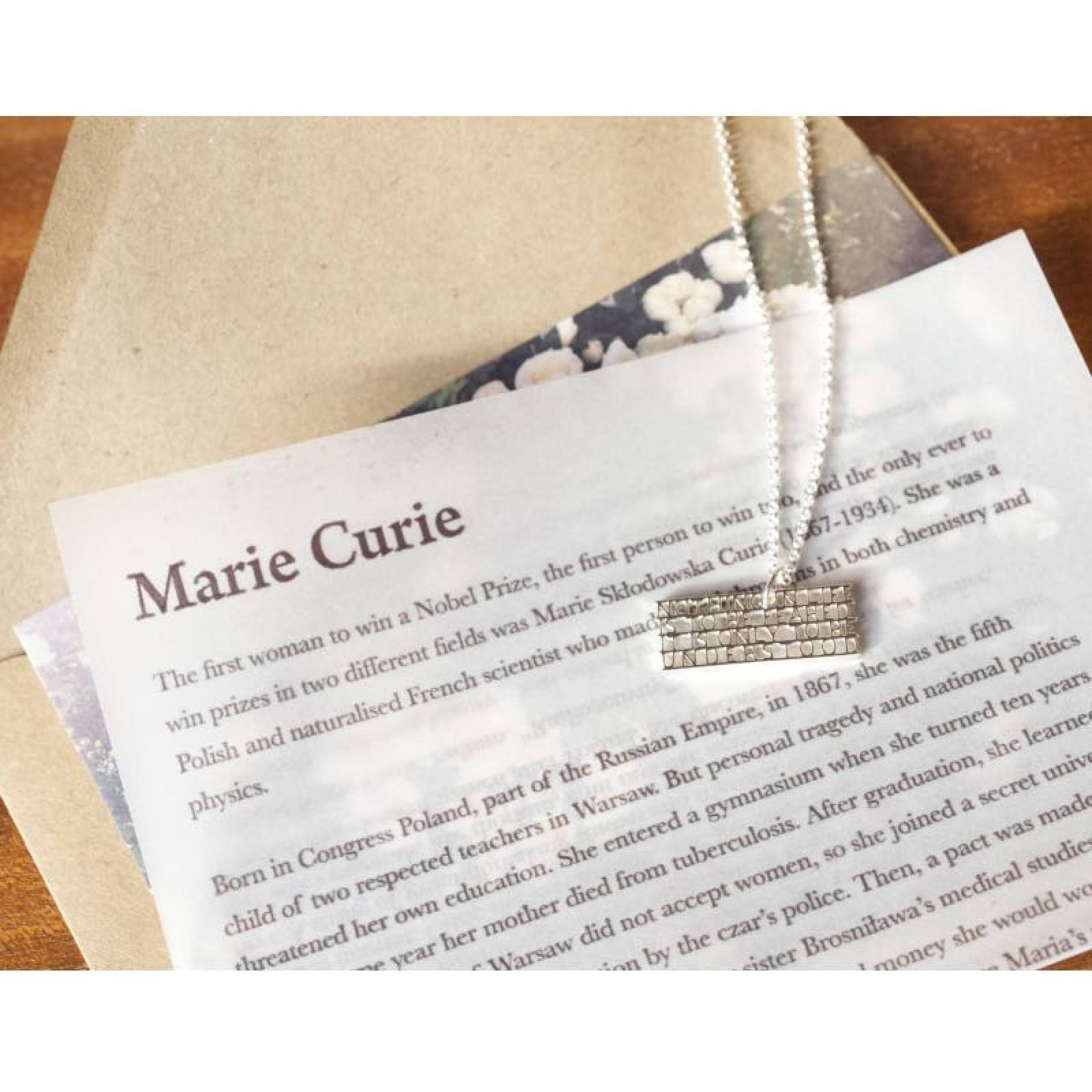 Marie Curie - Understood Silver Quote Necklace By Ordbord thumbnails