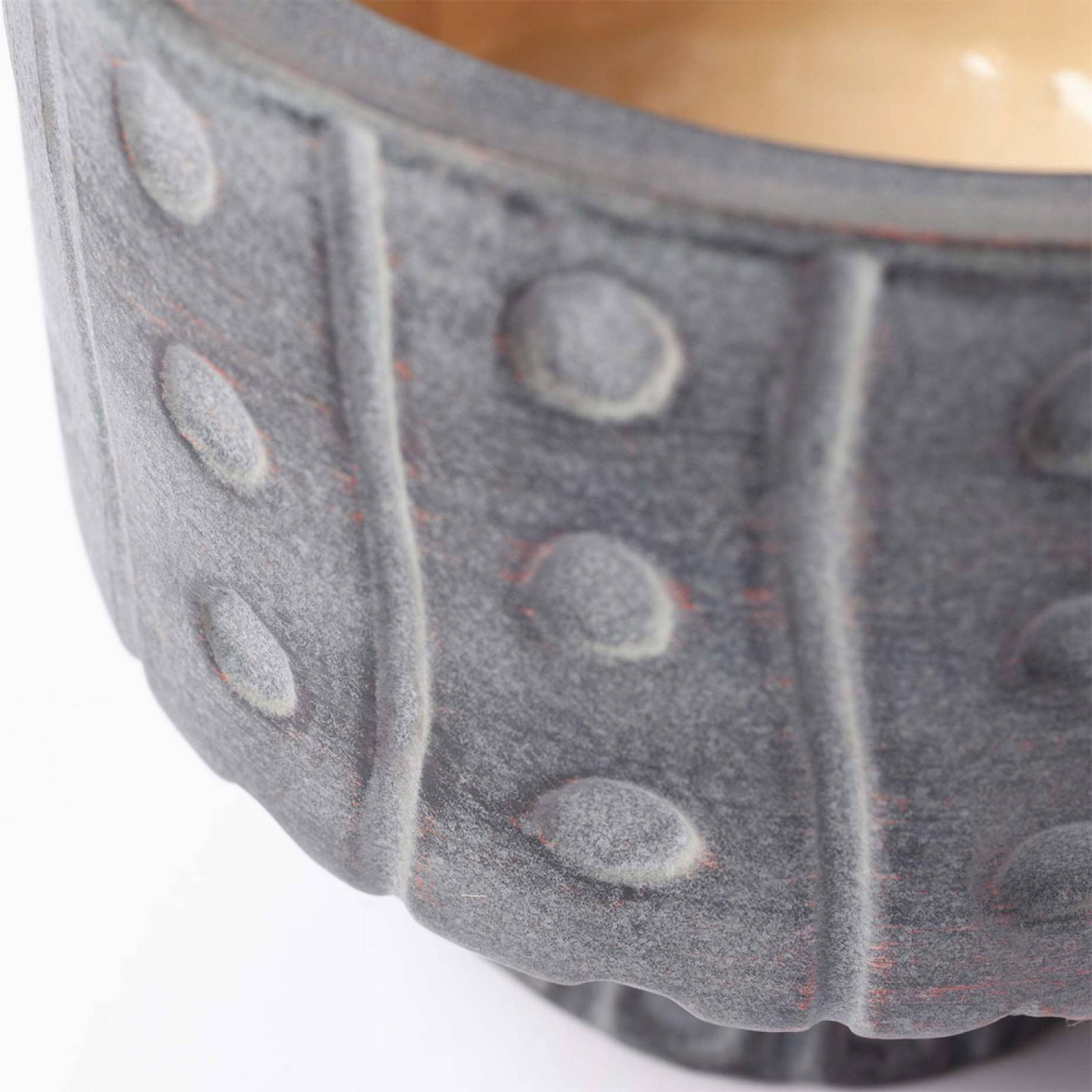 Dark Grey Carved Flowerpot With Spots H:14cm thumbnails