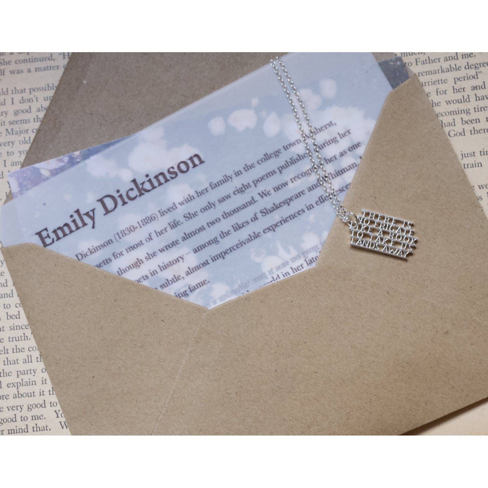 Emily Dickinson - Frigate Silver Quote Necklace By Ordbord thumbnails